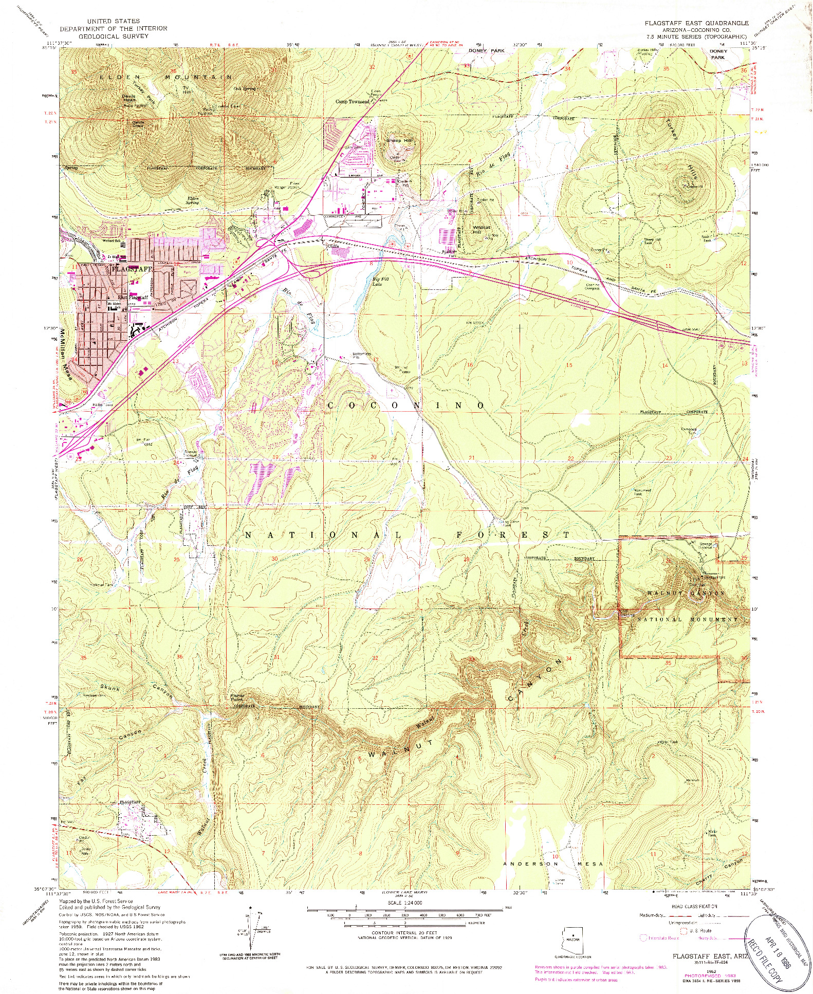 USGS 1:24000-SCALE QUADRANGLE FOR FLAGSTAFF EAST, AZ 1962