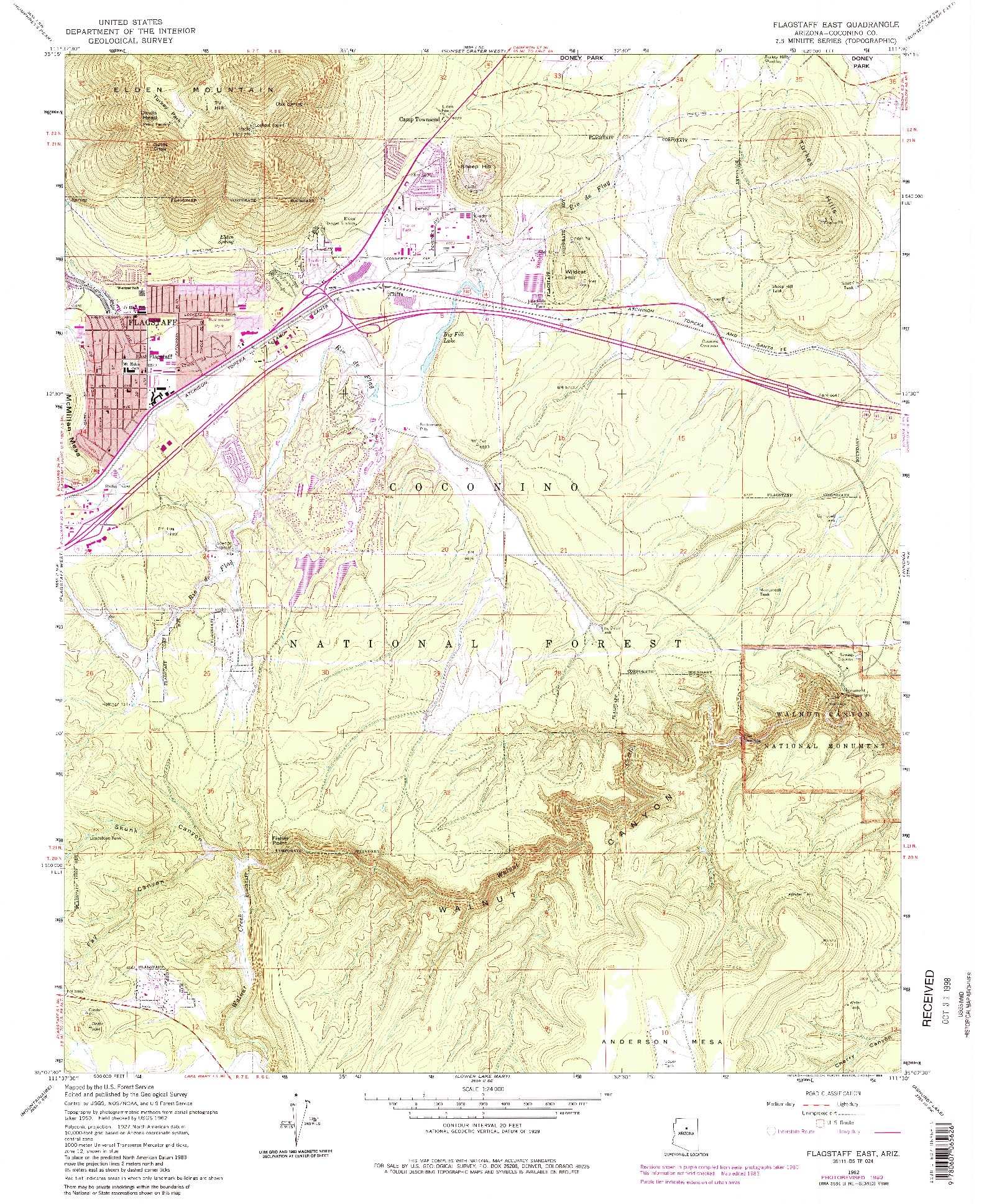 USGS 1:24000-SCALE QUADRANGLE FOR FLAGSTAFF EAST, AZ 1962