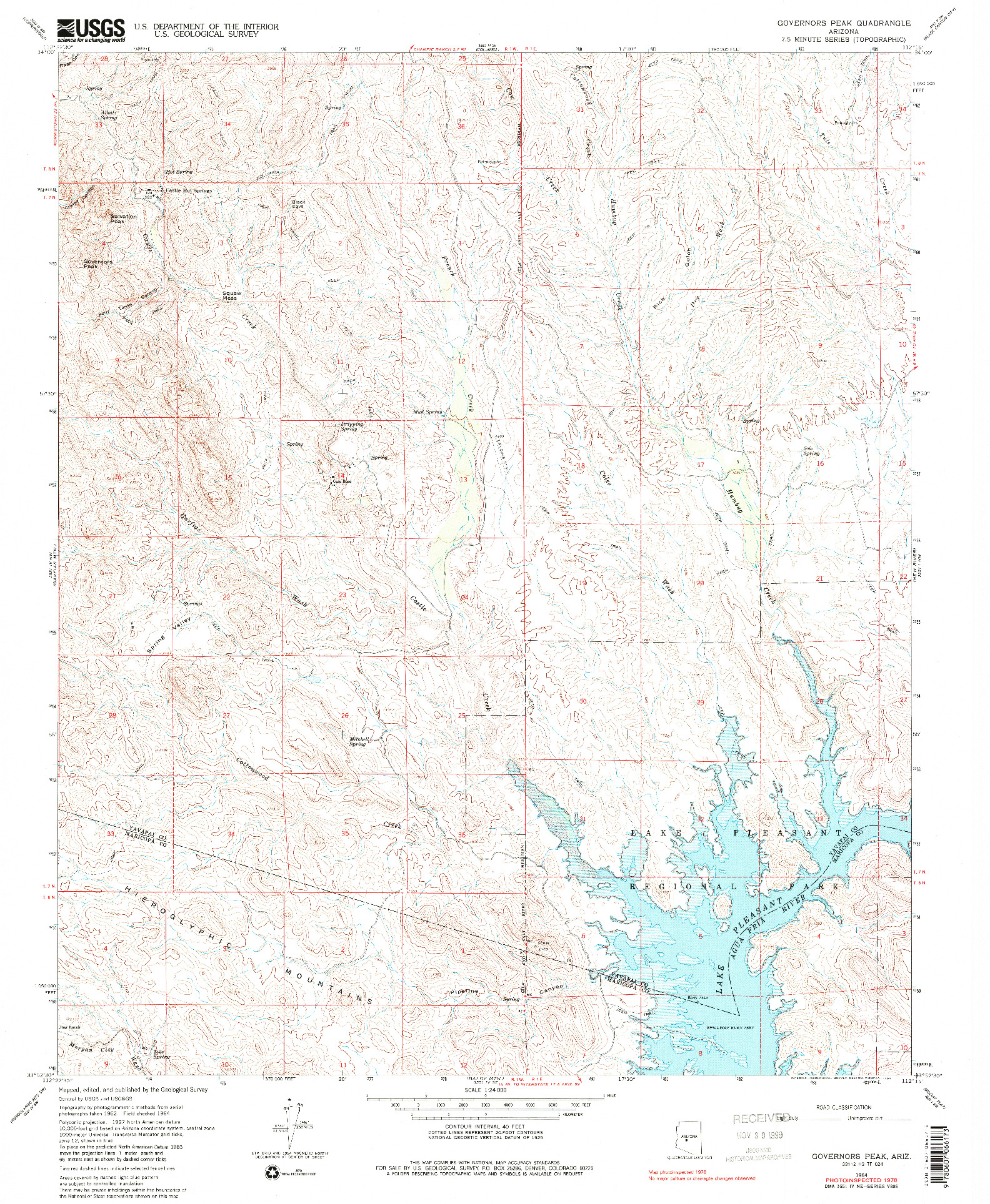 USGS 1:24000-SCALE QUADRANGLE FOR GOVERNORS PEAK, AZ 1964