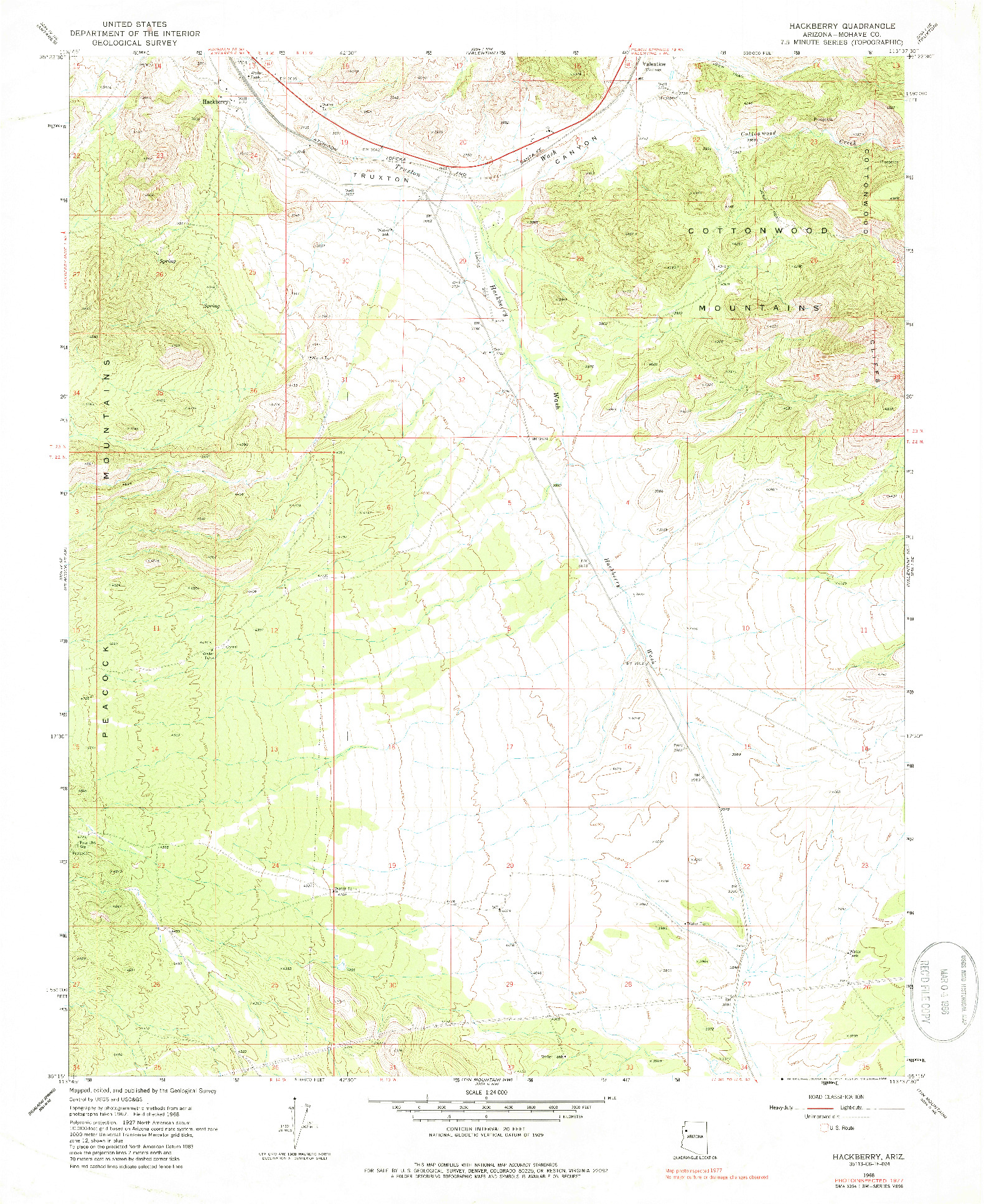 USGS 1:24000-SCALE QUADRANGLE FOR HACKBERRY, AZ 1968