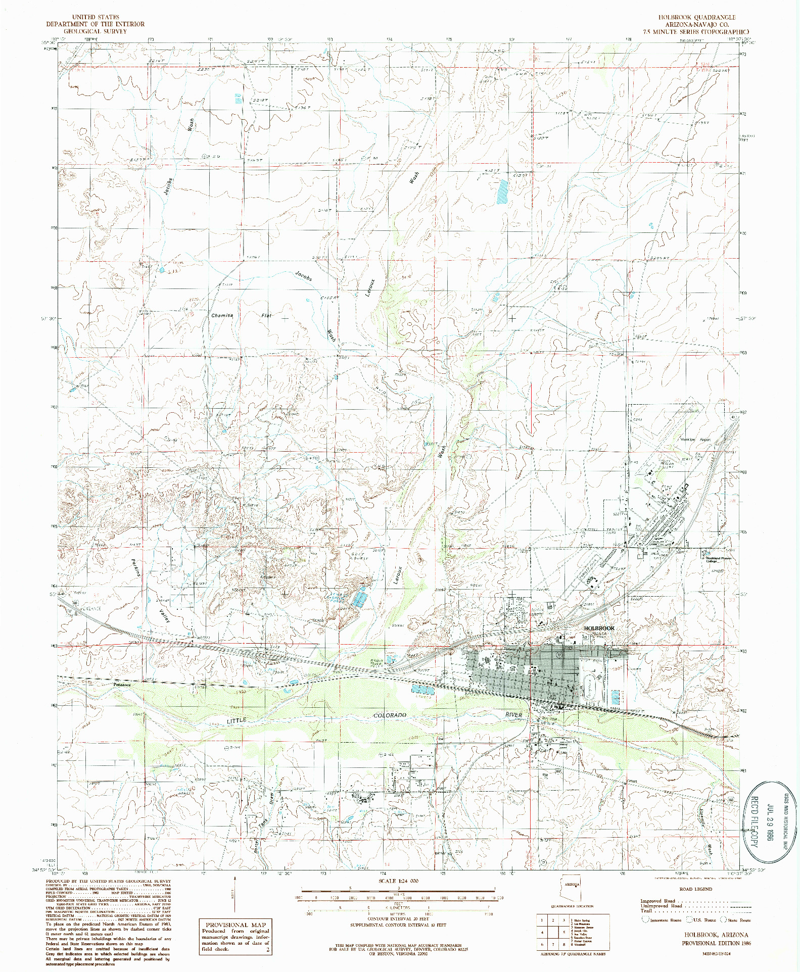 USGS 1:24000-SCALE QUADRANGLE FOR HOLBROOK, AZ 1986