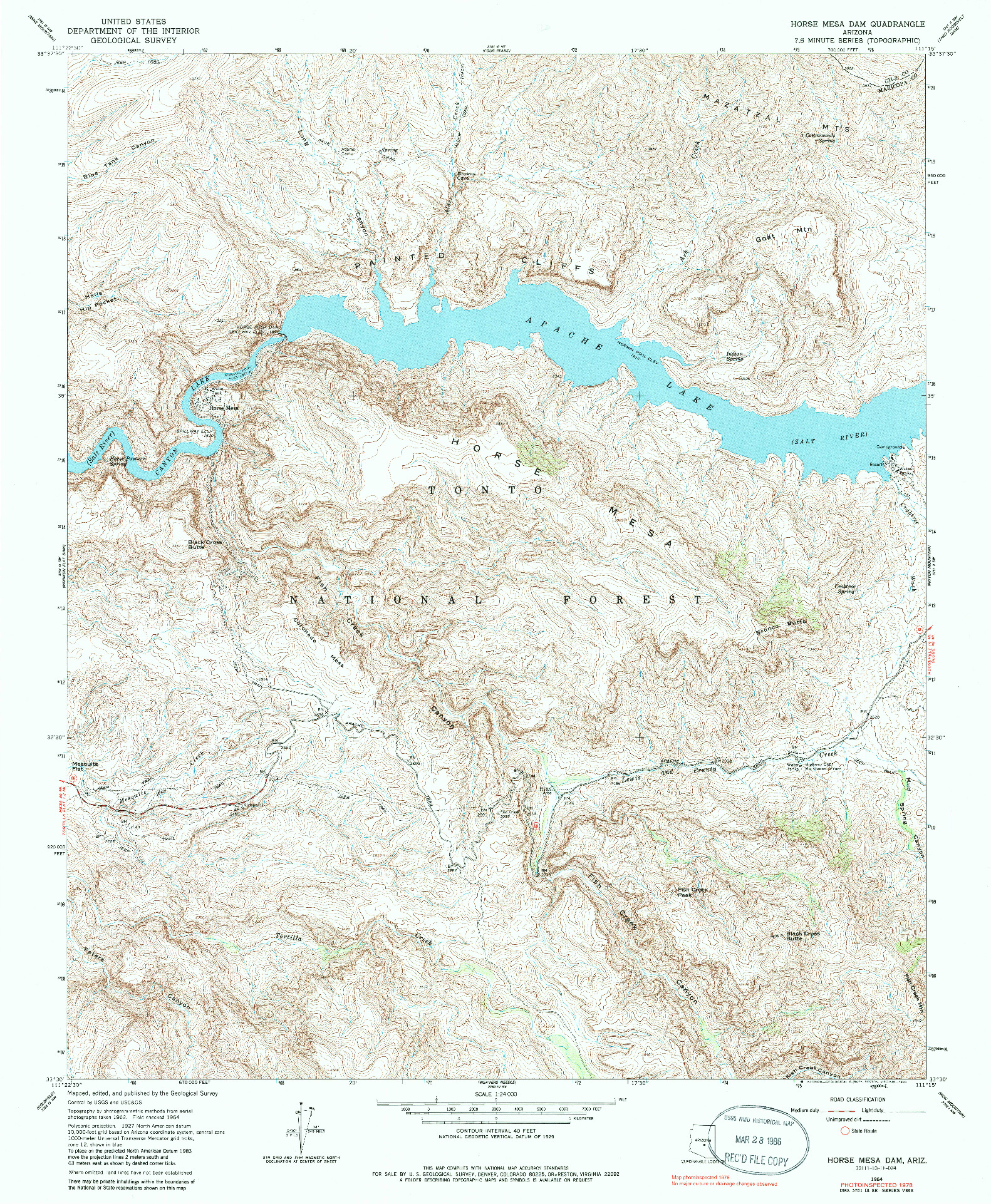 USGS 1:24000-SCALE QUADRANGLE FOR HORSE MESA DAM, AZ 1964