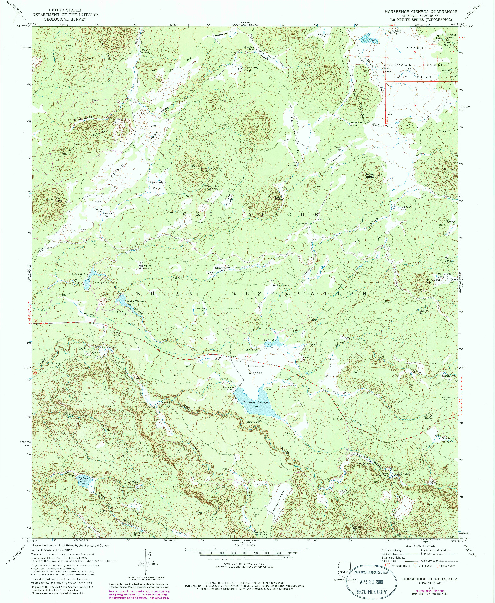 USGS 1:24000-SCALE QUADRANGLE FOR HORSESHOE CIENEGA, AZ 1978