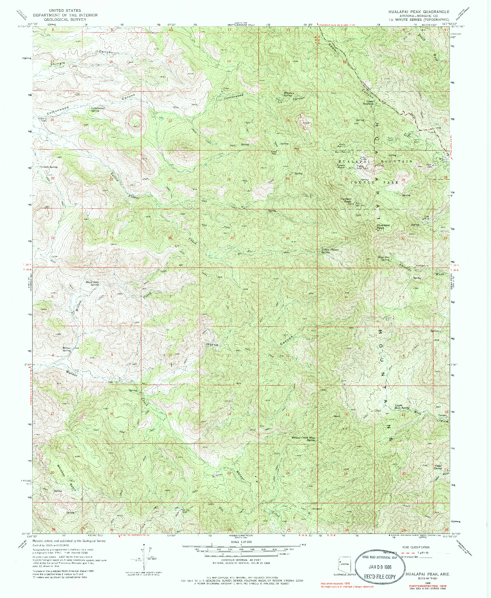 USGS 1:24000-SCALE QUADRANGLE FOR HUALAPAI PEAK, AZ 1968