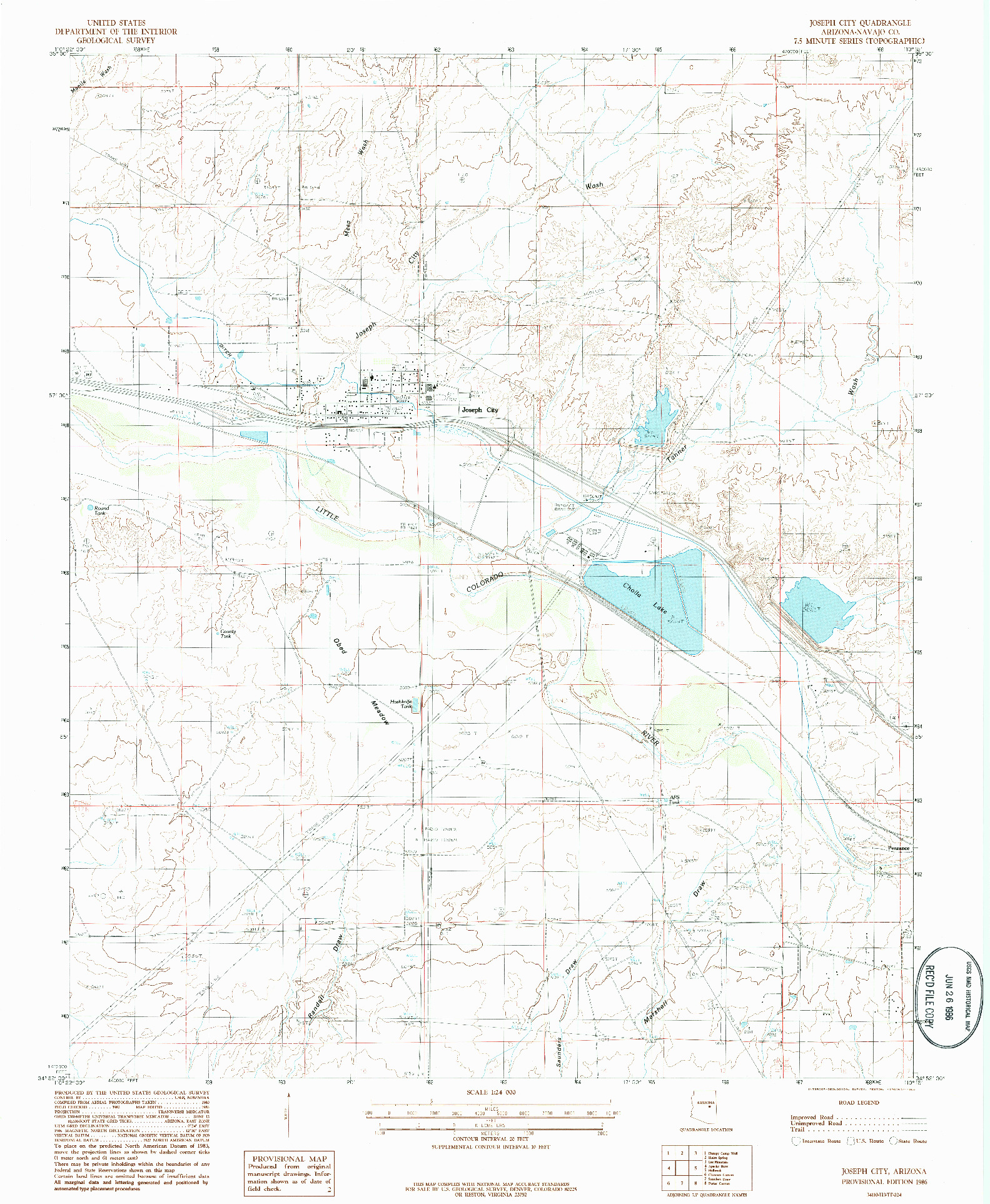 USGS 1:24000-SCALE QUADRANGLE FOR JOSEPH CITY, AZ 1986