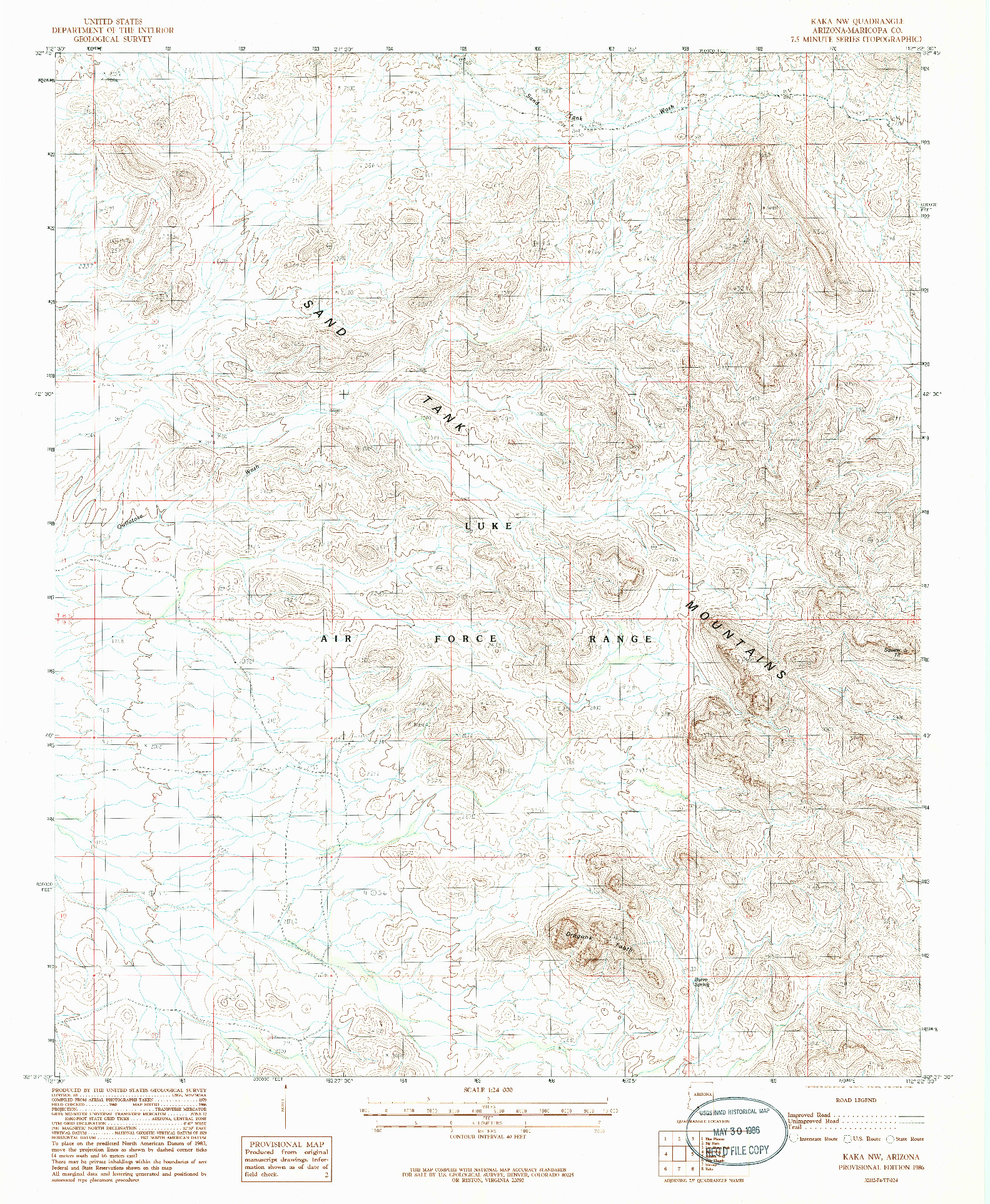 USGS 1:24000-SCALE QUADRANGLE FOR KAKA NW, AZ 1986
