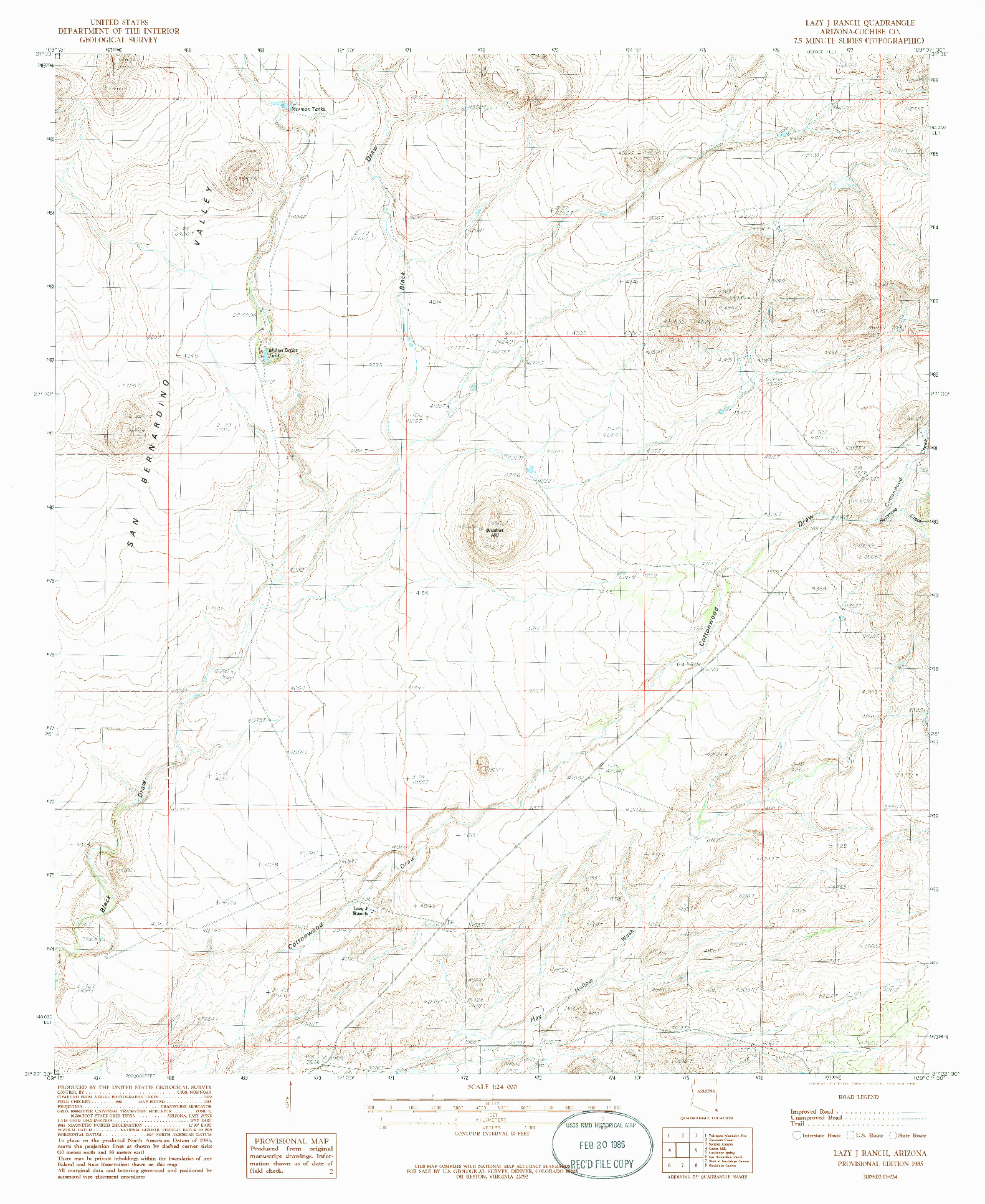 USGS 1:24000-SCALE QUADRANGLE FOR LAZY J RANCH, AZ 1985