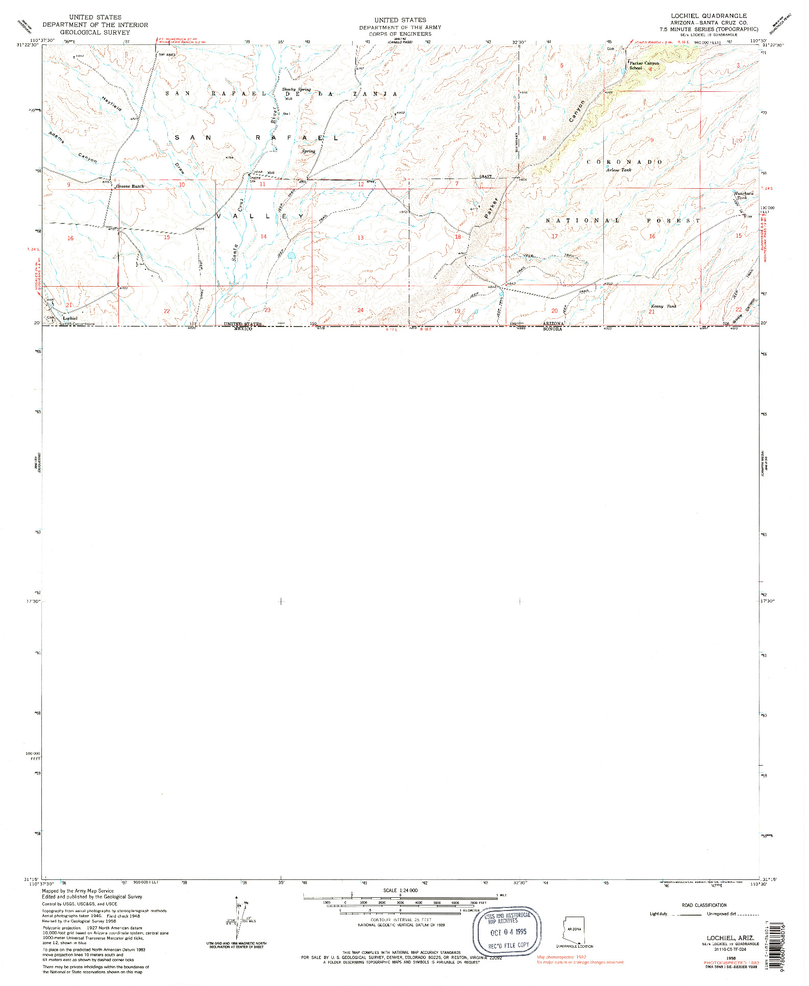 USGS 1:24000-SCALE QUADRANGLE FOR LOCHIEL, AZ 1958