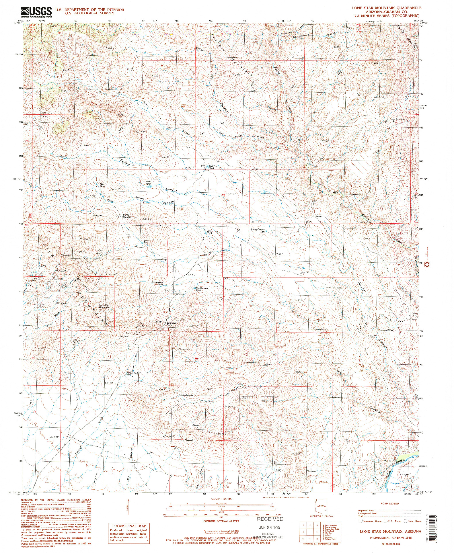 USGS 1:24000-SCALE QUADRANGLE FOR LONE STAR MOUNTAIN, AZ 1985