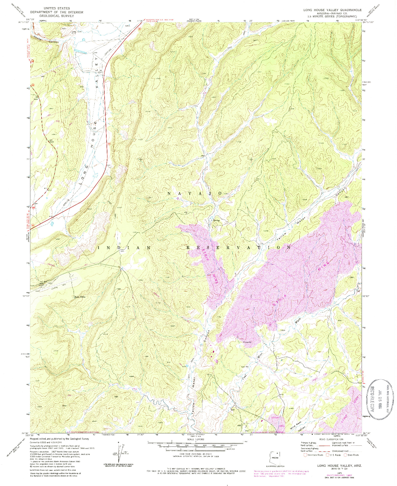 USGS 1:24000-SCALE QUADRANGLE FOR LONG HOUSE VALLEY, AZ 1971