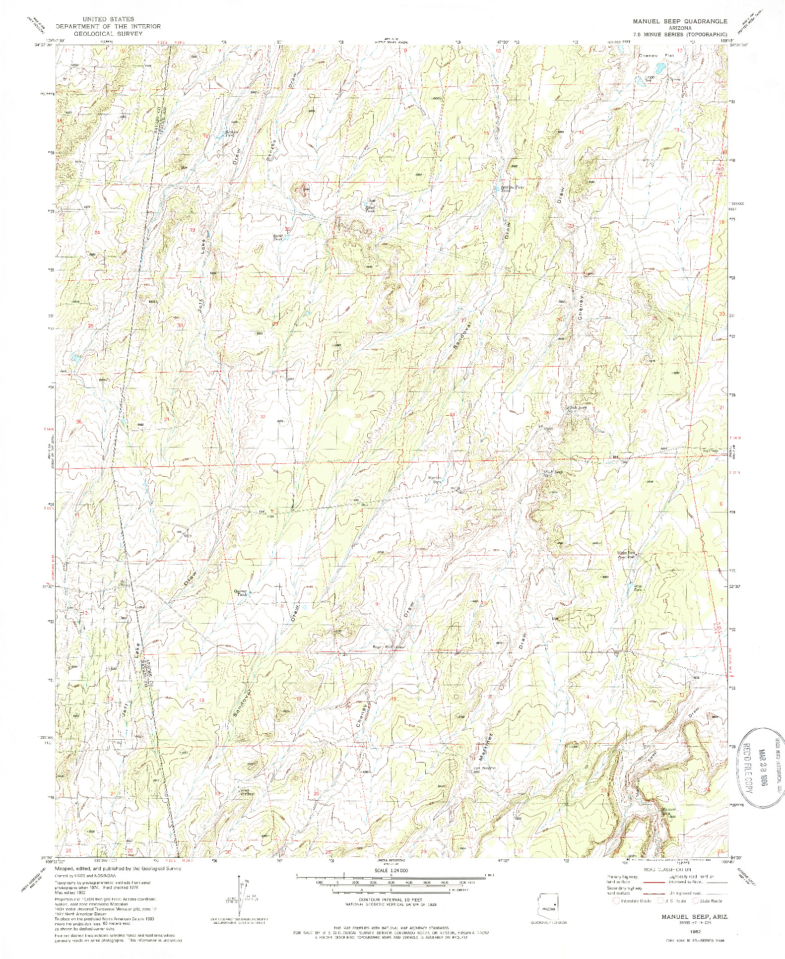 USGS 1:24000-SCALE QUADRANGLE FOR MANUEL SEEP, AZ 1982