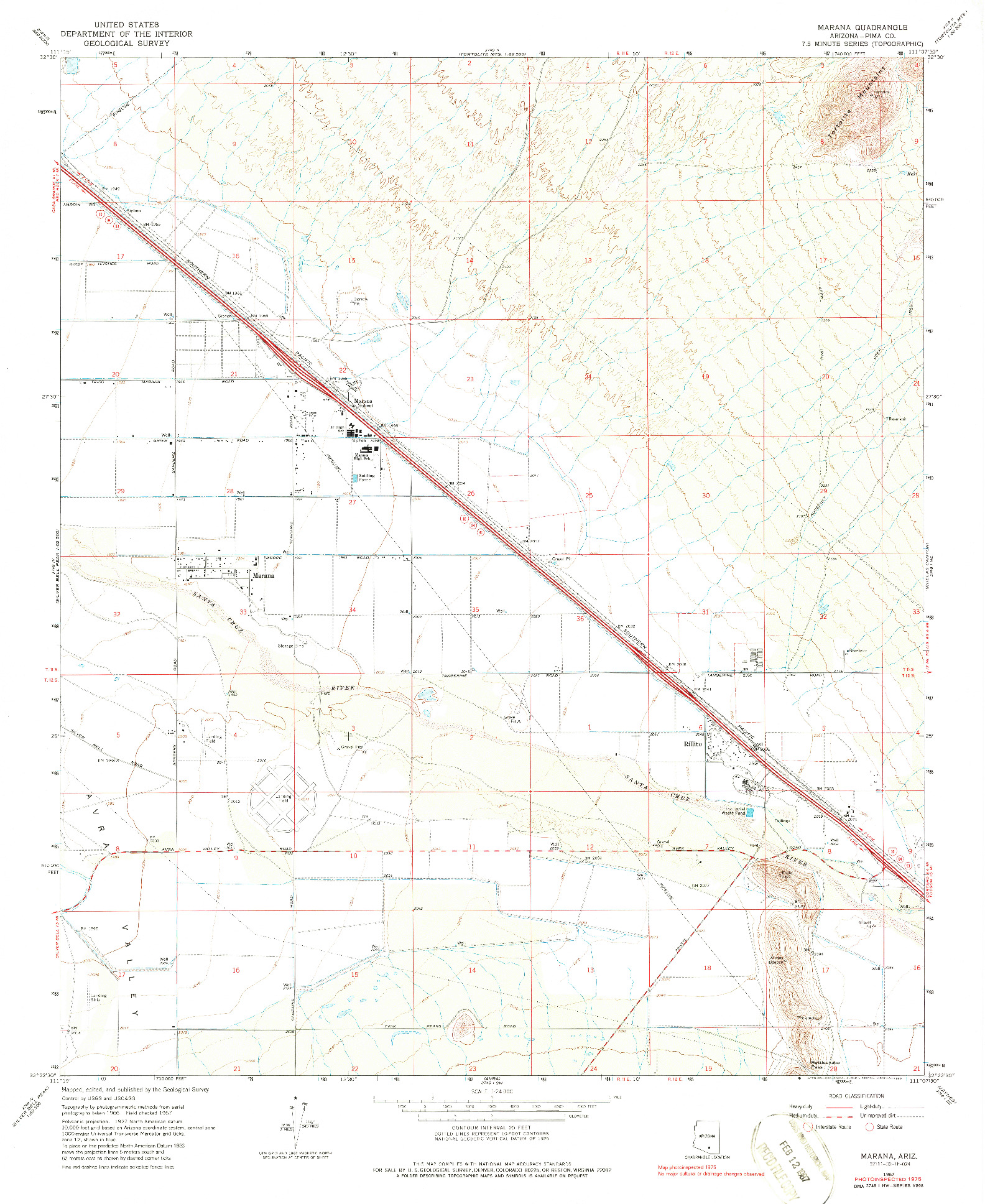 USGS 1:24000-SCALE QUADRANGLE FOR MARANA, AZ 1967