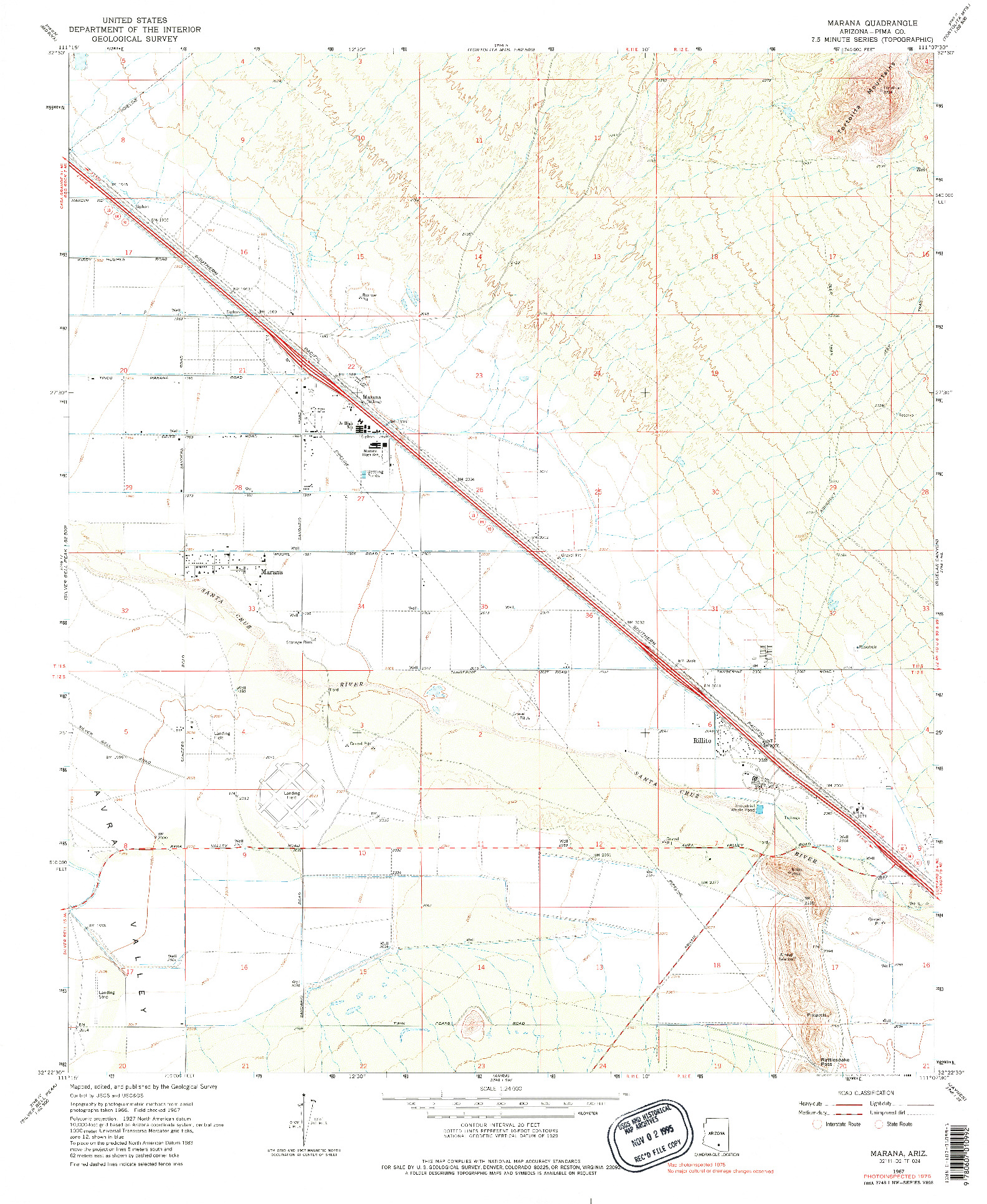 USGS 1:24000-SCALE QUADRANGLE FOR MARANA, AZ 1967
