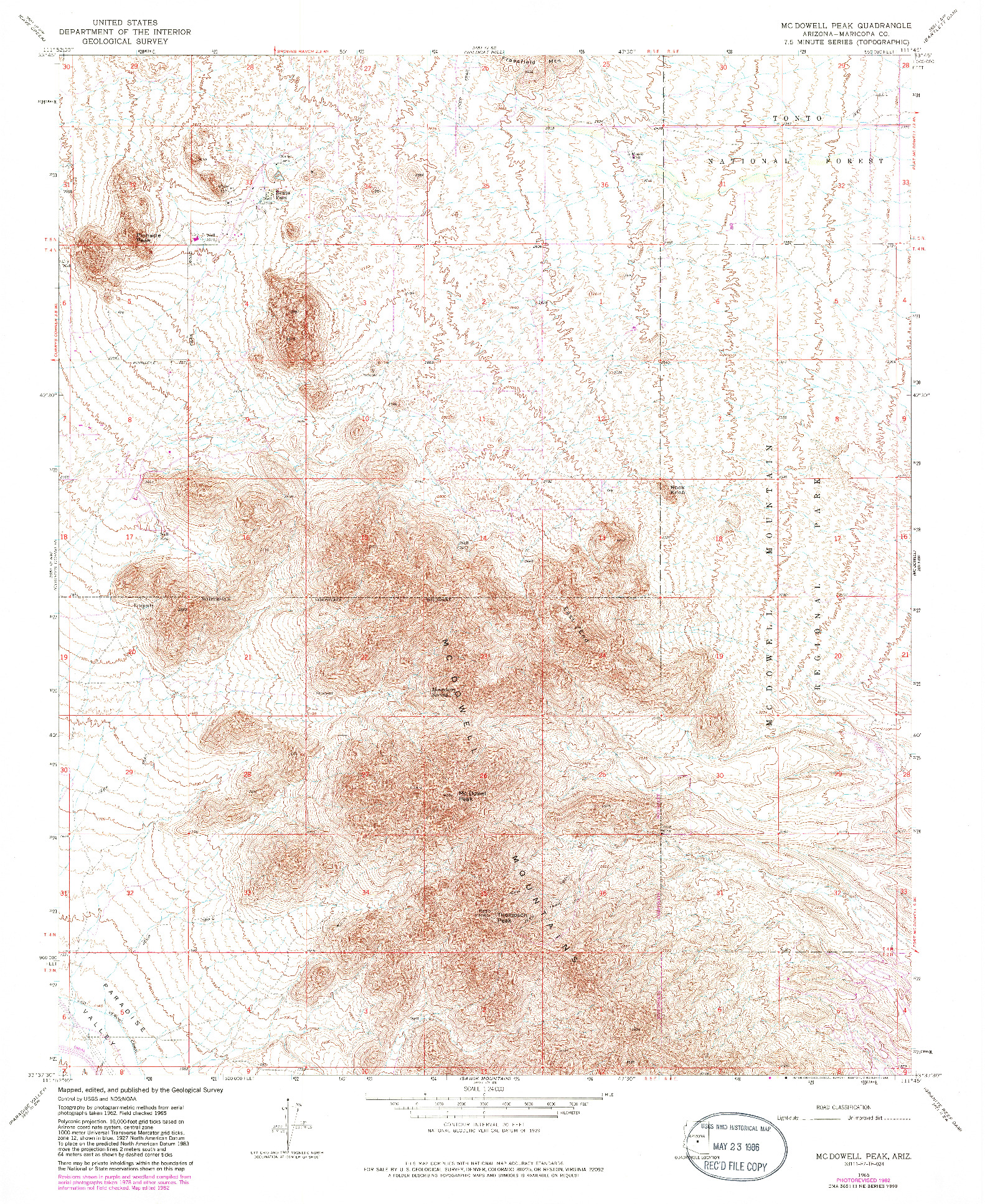 USGS 1:24000-SCALE QUADRANGLE FOR MCDOWELL PEAK, AZ 1965