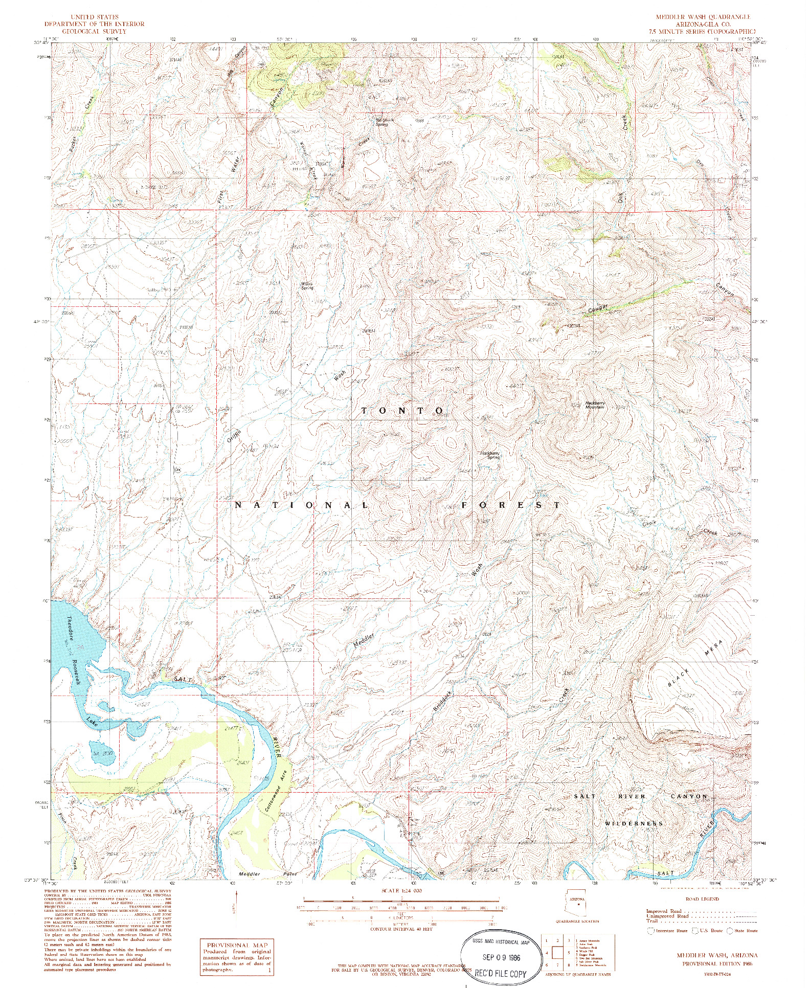 USGS 1:24000-SCALE QUADRANGLE FOR MEDDLER WASH, AZ 1986