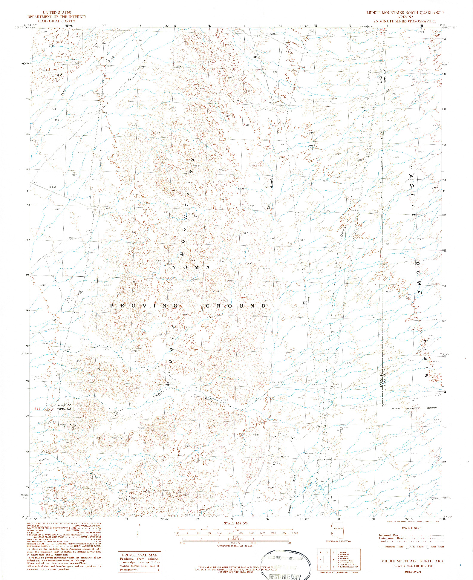 USGS 1:24000-SCALE QUADRANGLE FOR MIDDLE MOUNTAINS NORTH, AZ 1986