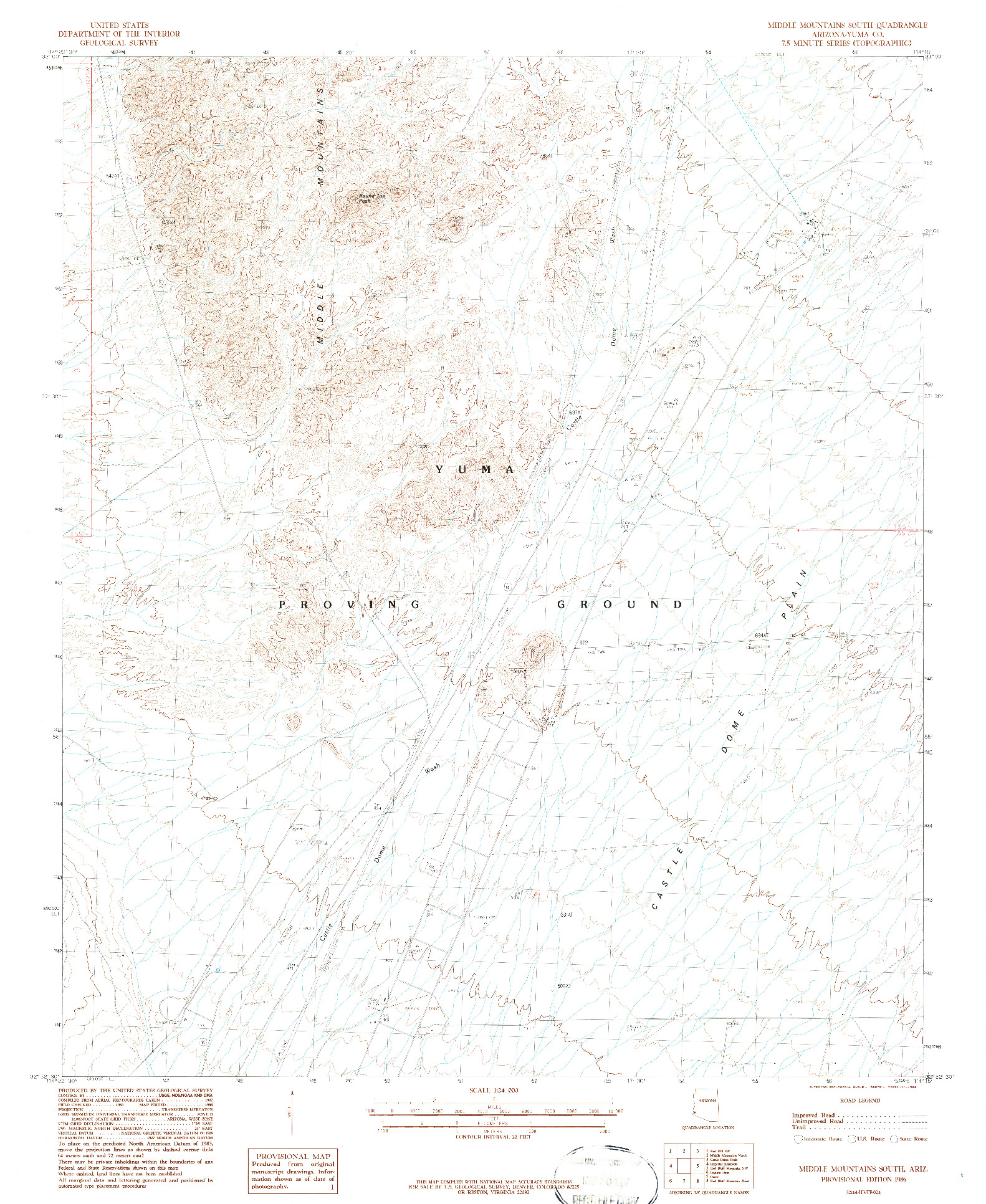 USGS 1:24000-SCALE QUADRANGLE FOR MIDDLE MOUNTAINS SOUTH, AZ 1986