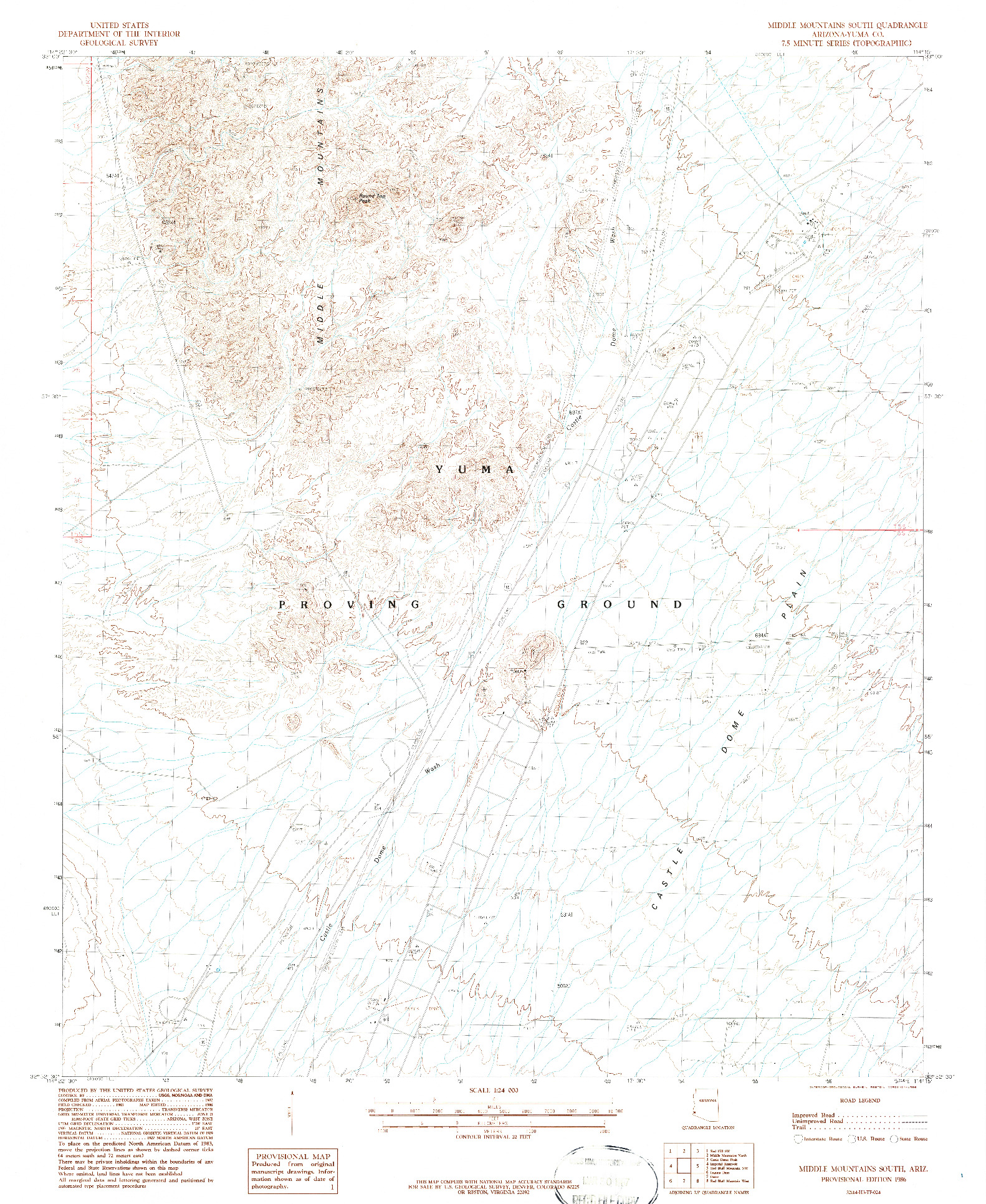 USGS 1:24000-SCALE QUADRANGLE FOR MIDDLE MOUNTAINS SOUTH, AZ 1986