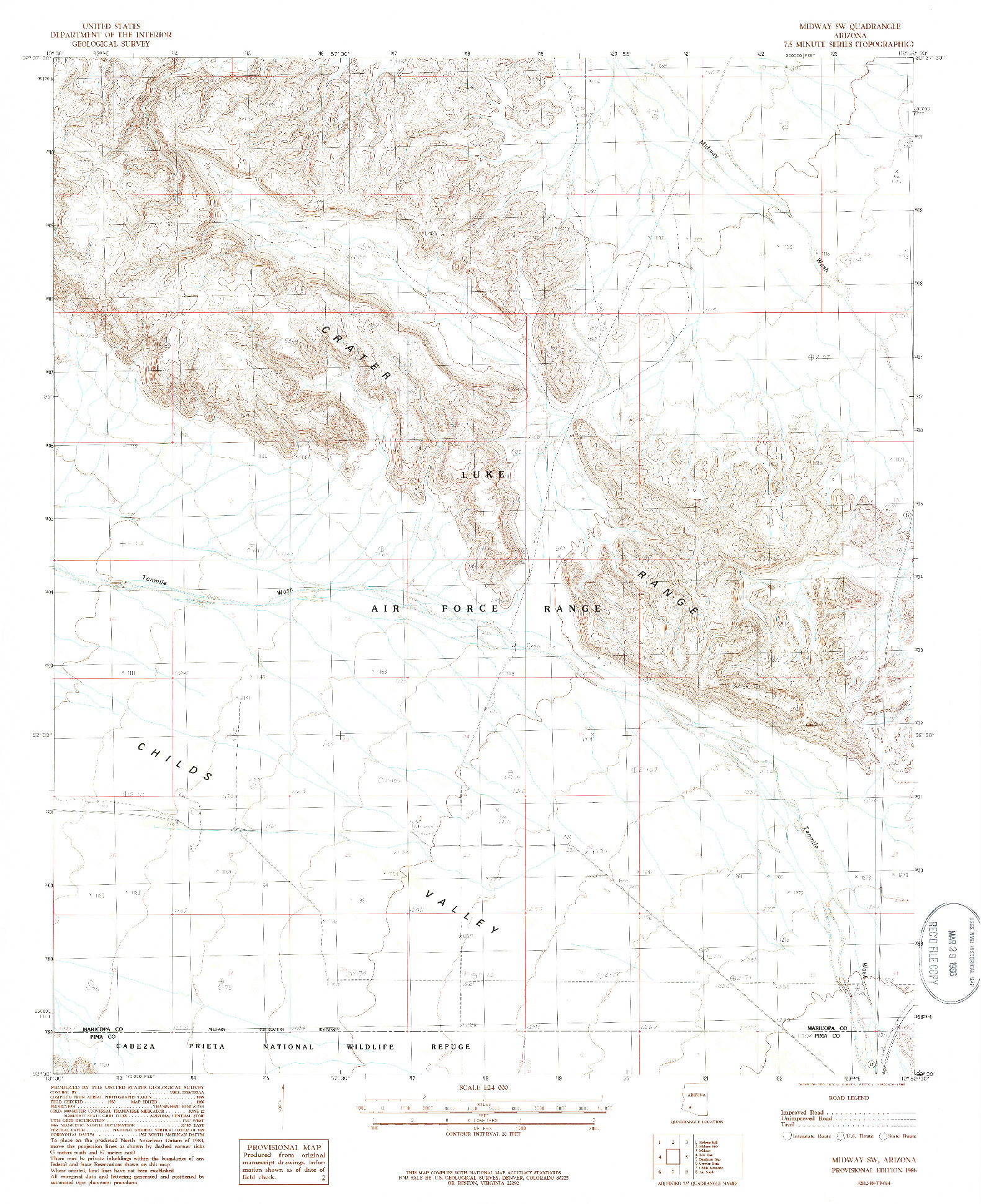 USGS 1:24000-SCALE QUADRANGLE FOR MIDWAY SW, AZ 1986
