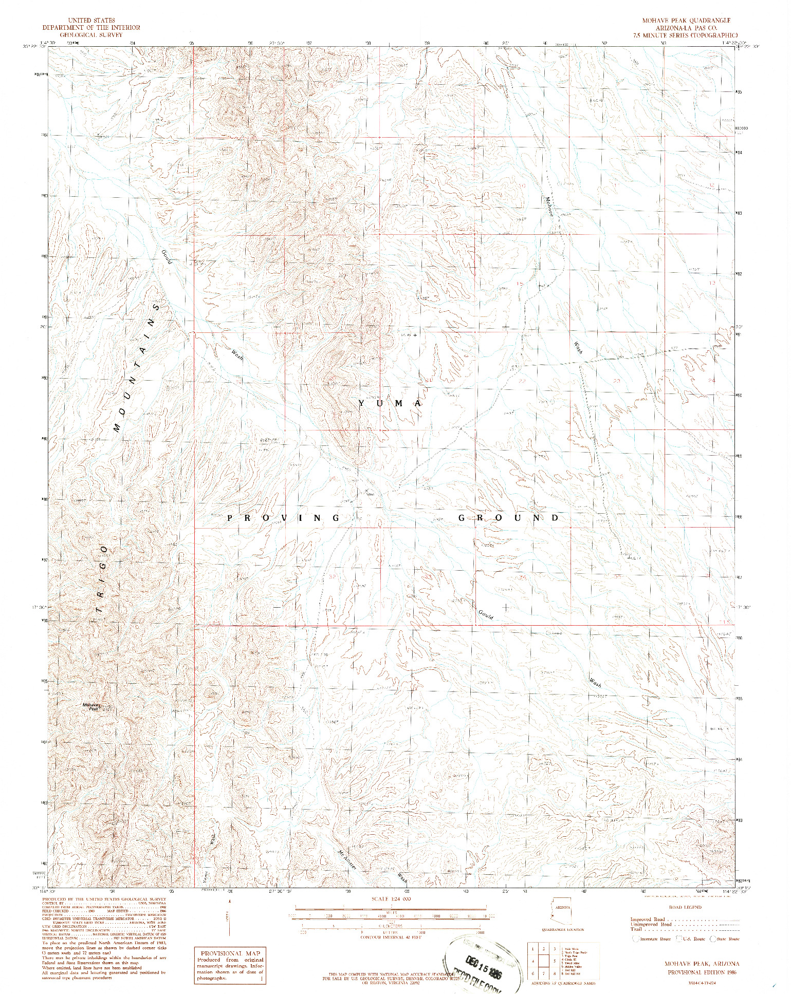 USGS 1:24000-SCALE QUADRANGLE FOR MOHAVE MINE, AZ 1986