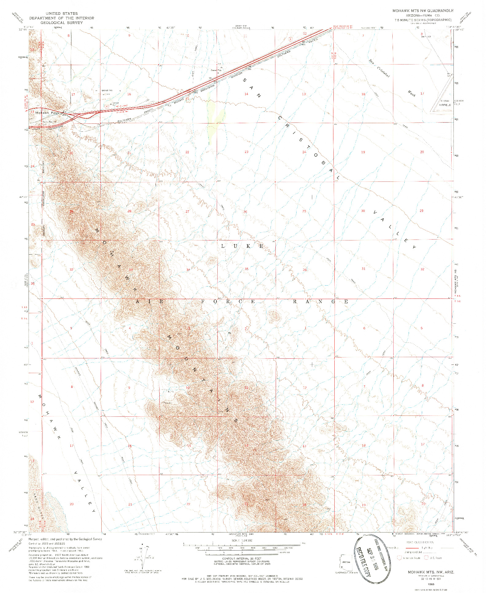 USGS 1:24000-SCALE QUADRANGLE FOR MOHAWK MTS NW, AZ 1965