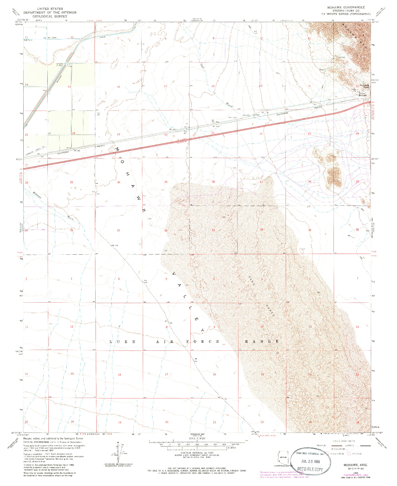 USGS 1:24000-SCALE QUADRANGLE FOR MOHAWK, AZ 1965