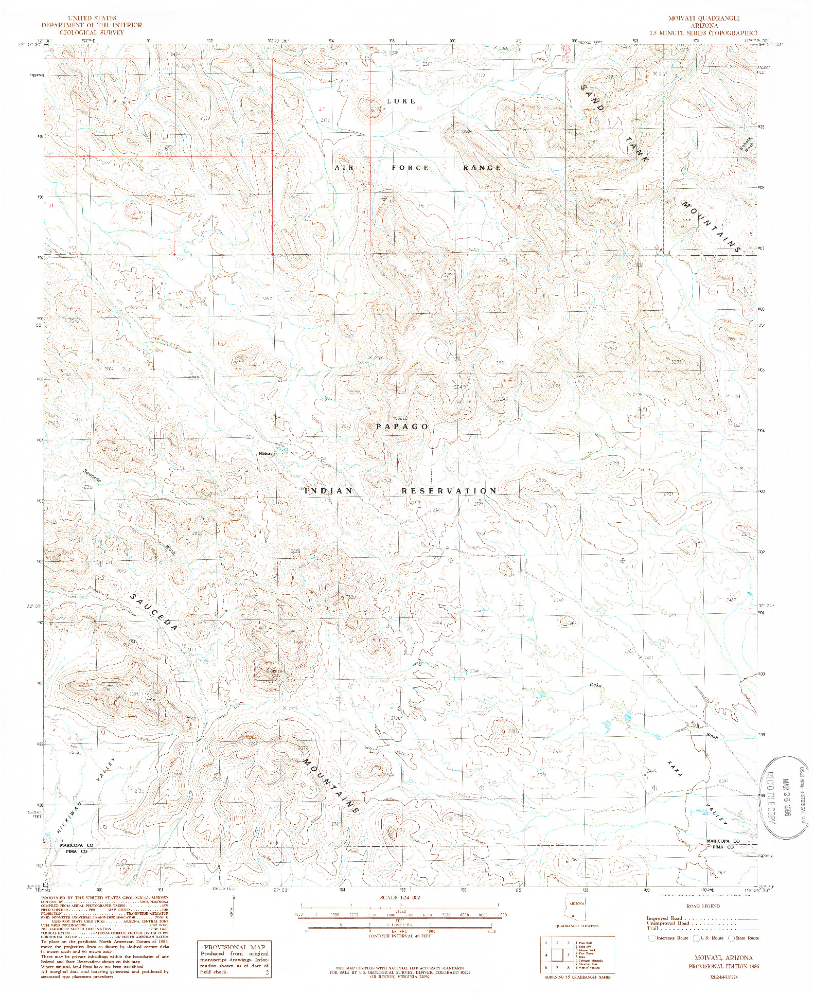 USGS 1:24000-SCALE QUADRANGLE FOR MOIVAYI, AZ 1986