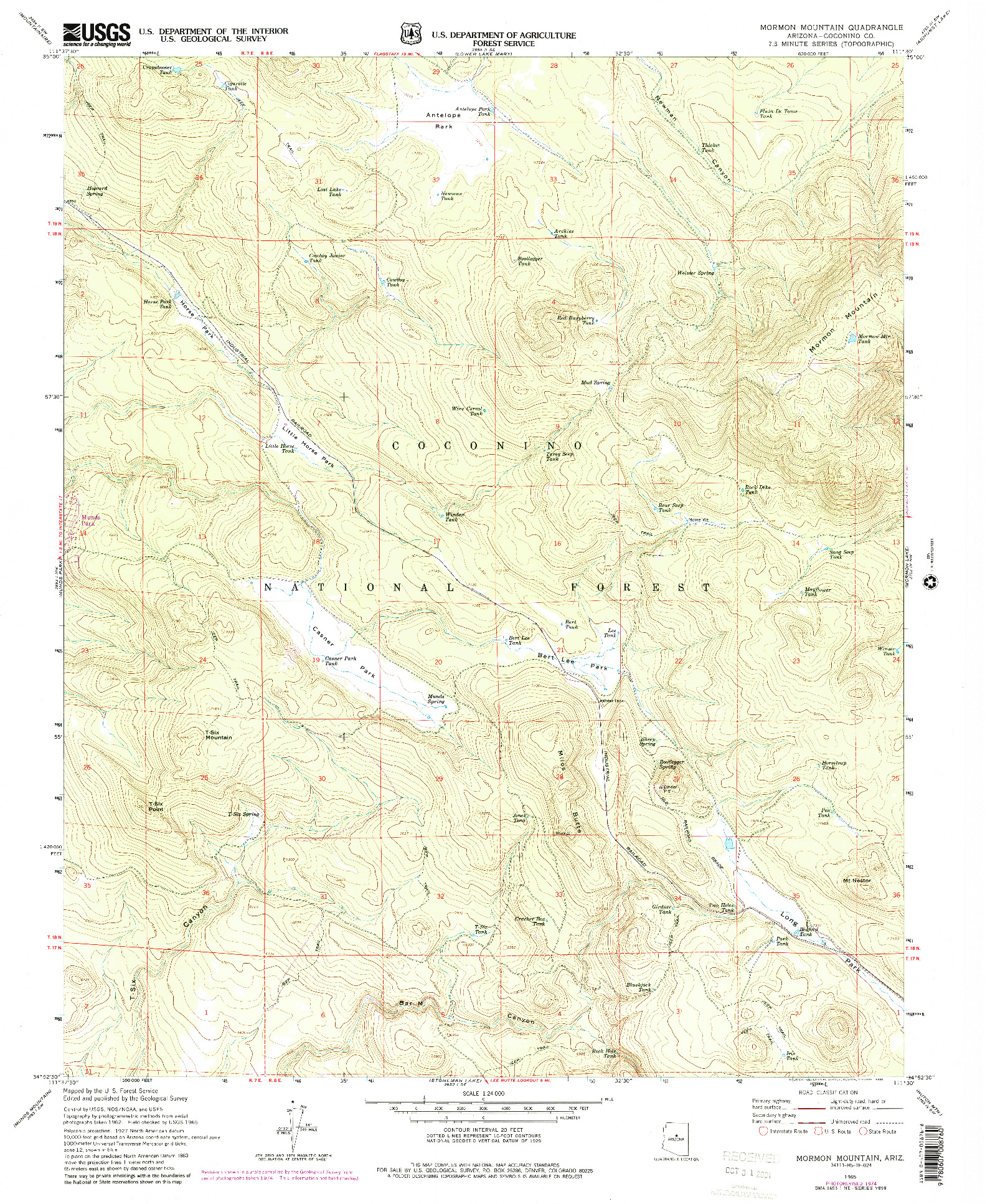USGS 1:24000-SCALE QUADRANGLE FOR MORMON MOUNTAIN, AZ 1965