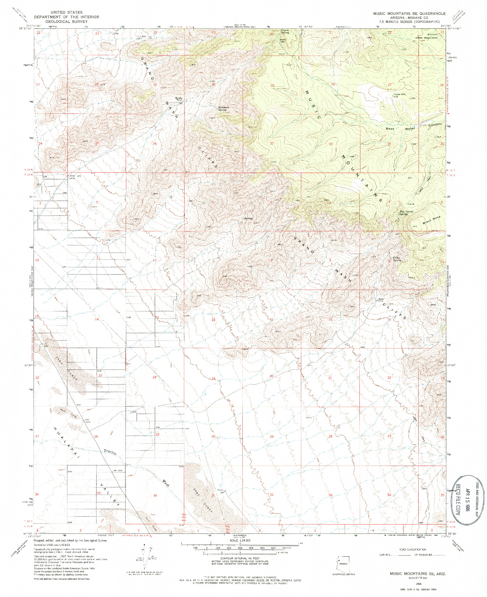 USGS 1:24000-SCALE QUADRANGLE FOR MUSIC MOUNTAINS SE, AZ 1968