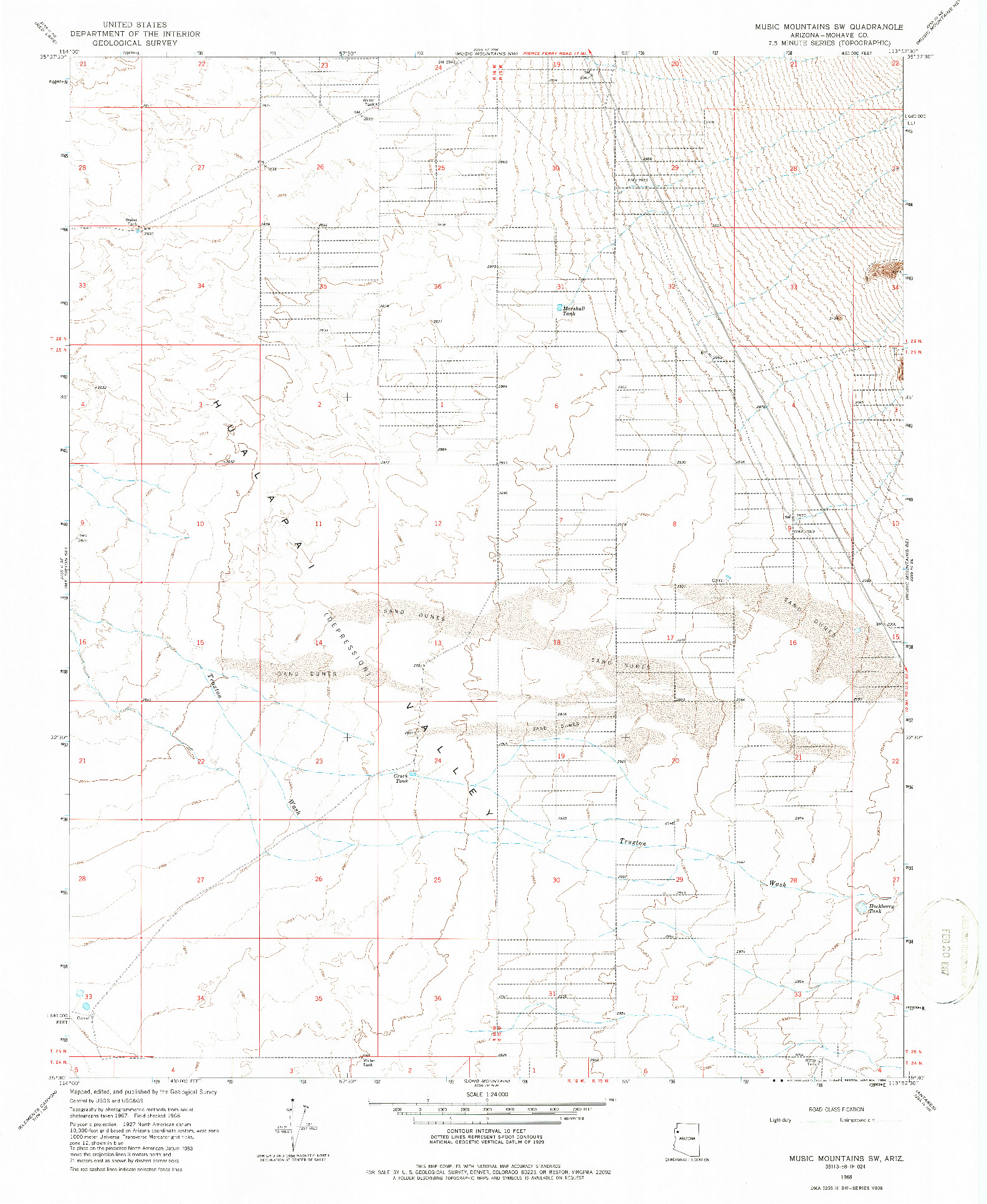 USGS 1:24000-SCALE QUADRANGLE FOR MUSIC MOUNTAINS SW, AZ 1968