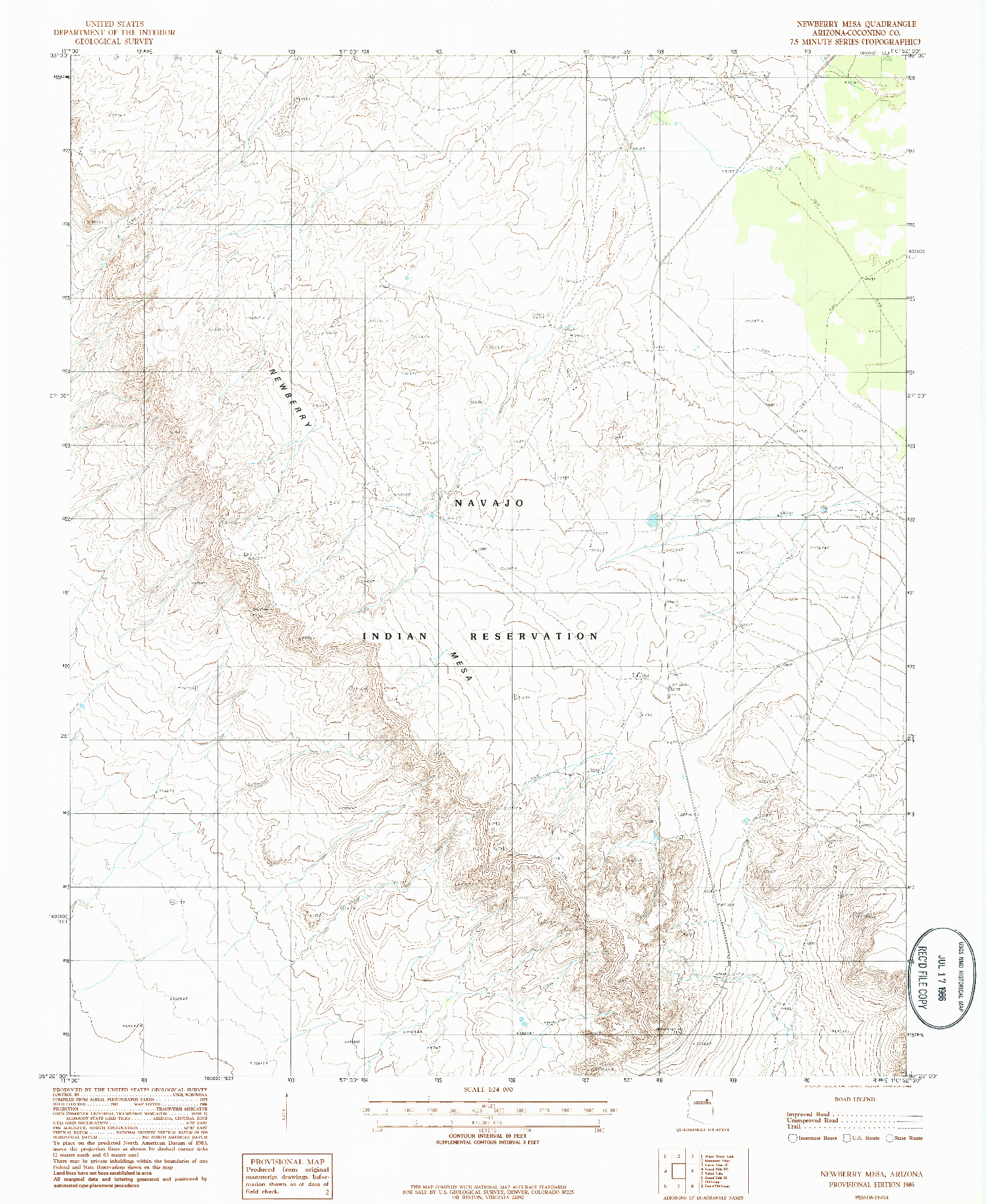 USGS 1:24000-SCALE QUADRANGLE FOR NEWBERRY MESA, AZ 1986