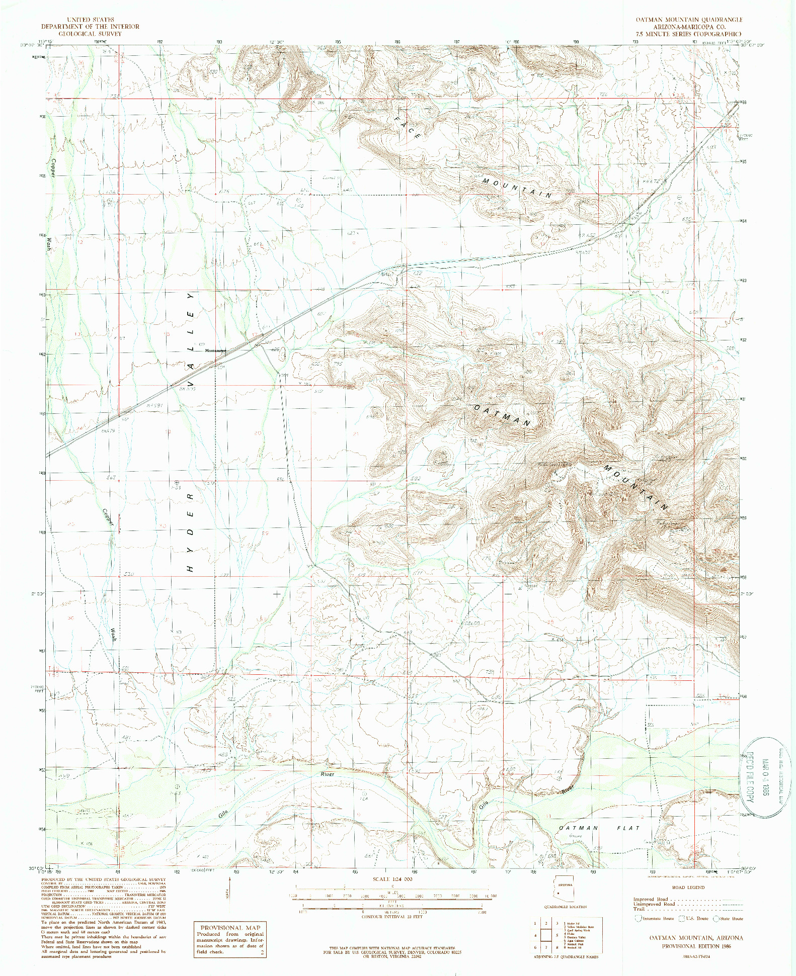 USGS 1:24000-SCALE QUADRANGLE FOR OATMAN MOUNTAIN, AZ 1986