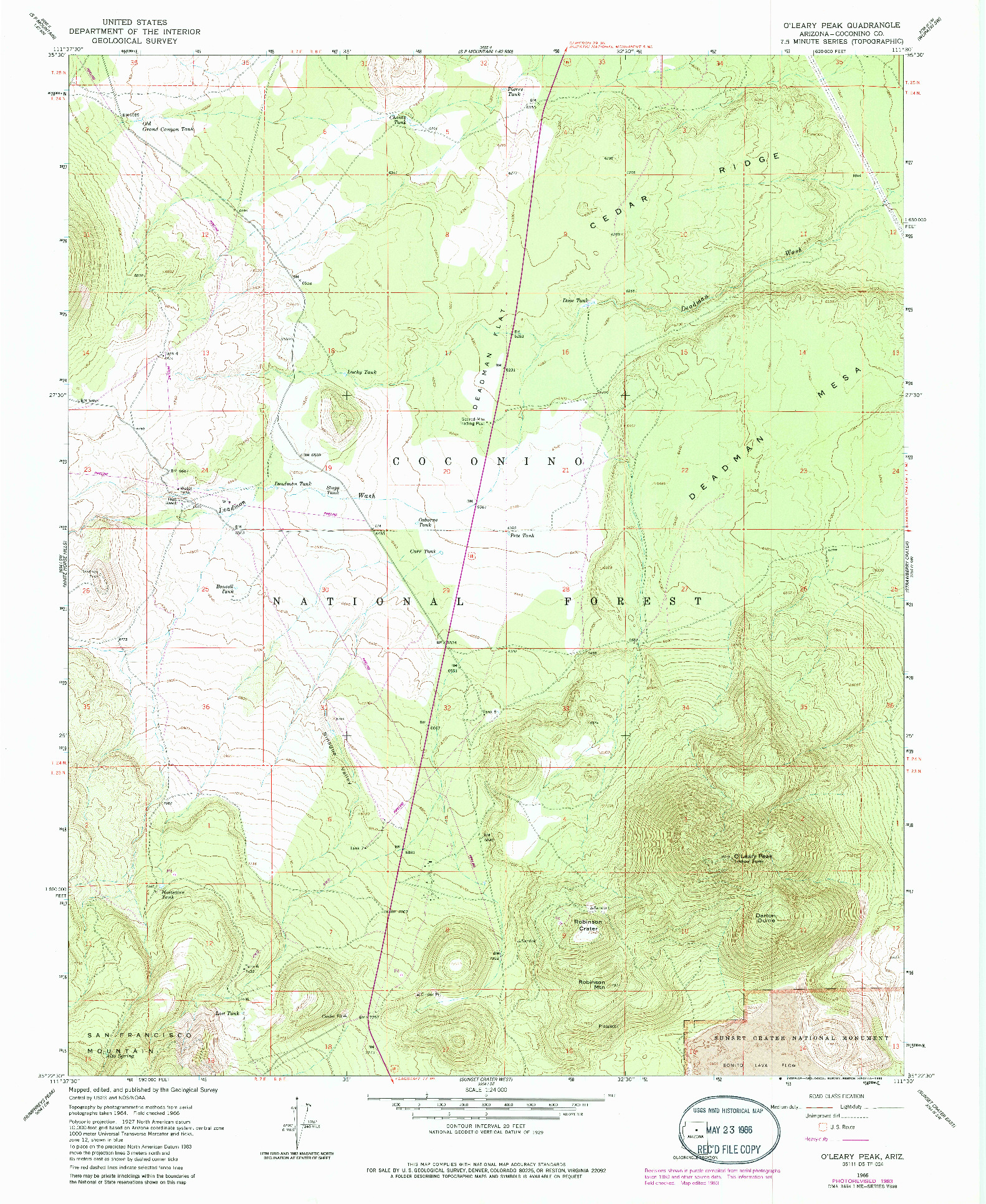 USGS 1:24000-SCALE QUADRANGLE FOR O'LEARY PEAK, AZ 1966