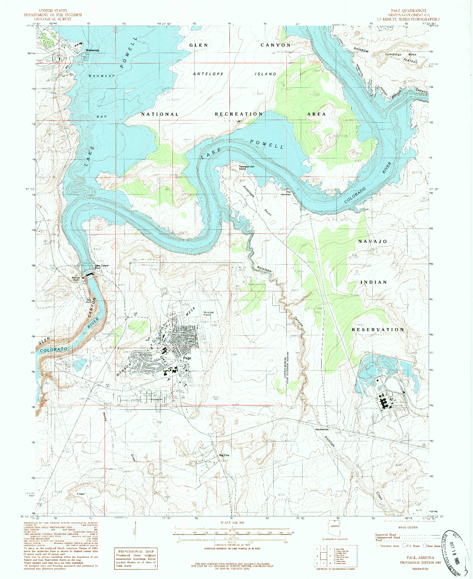 USGS 1:24000-SCALE QUADRANGLE FOR PAGE, AZ 1985