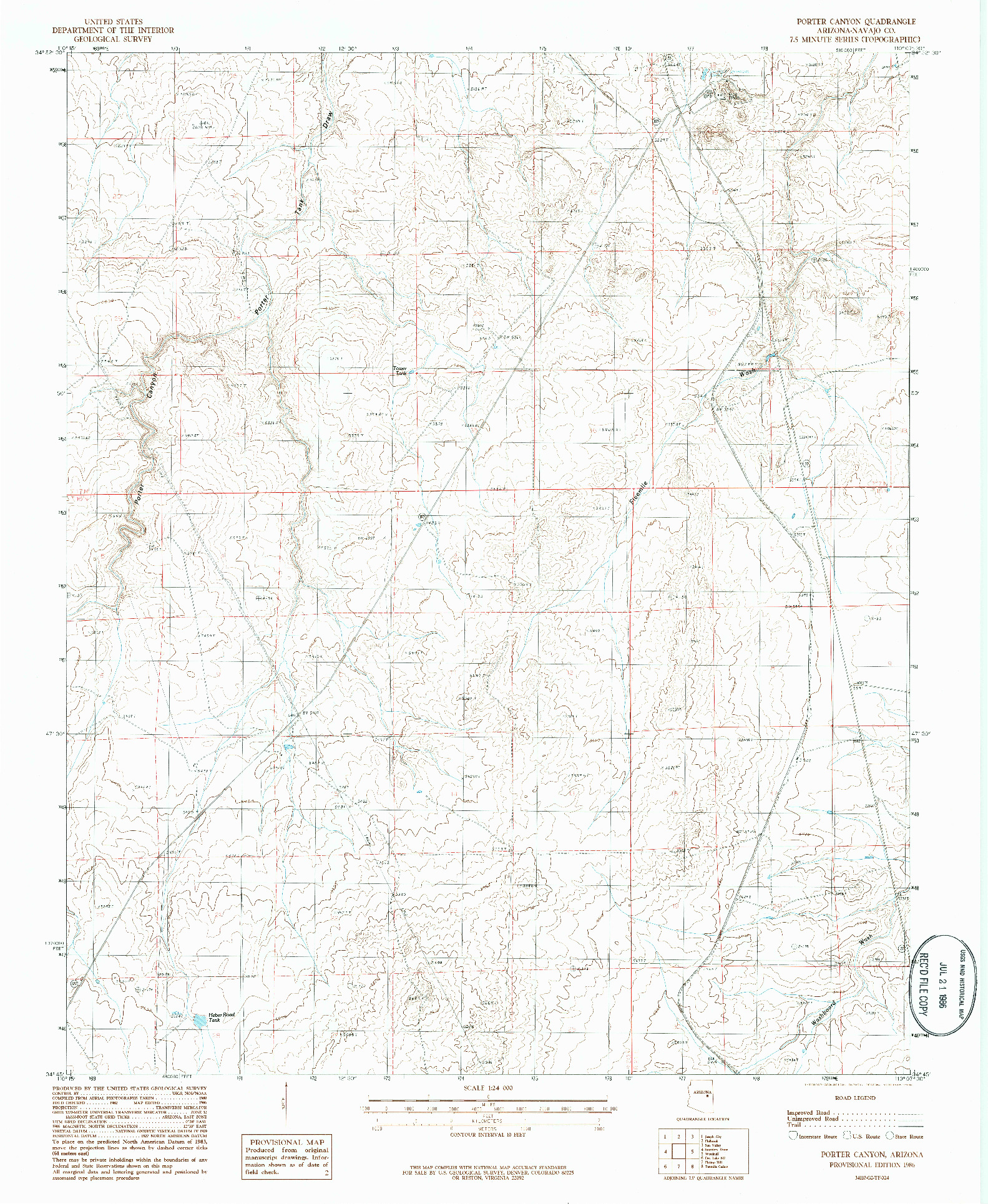 USGS 1:24000-SCALE QUADRANGLE FOR PORTER CANYON, AZ 1986