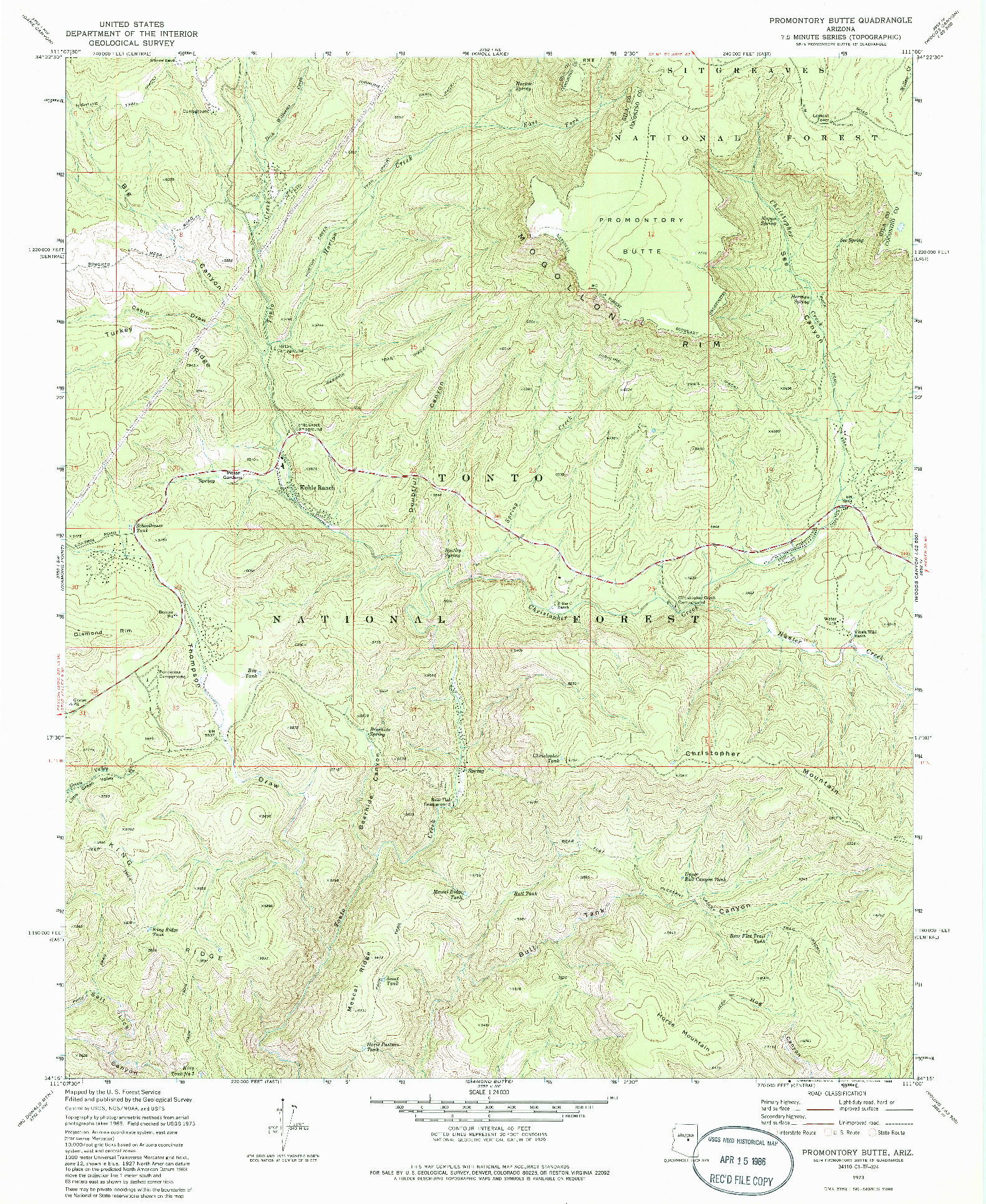 USGS 1:24000-SCALE QUADRANGLE FOR PROMONTORY BUTTE, AZ 1973