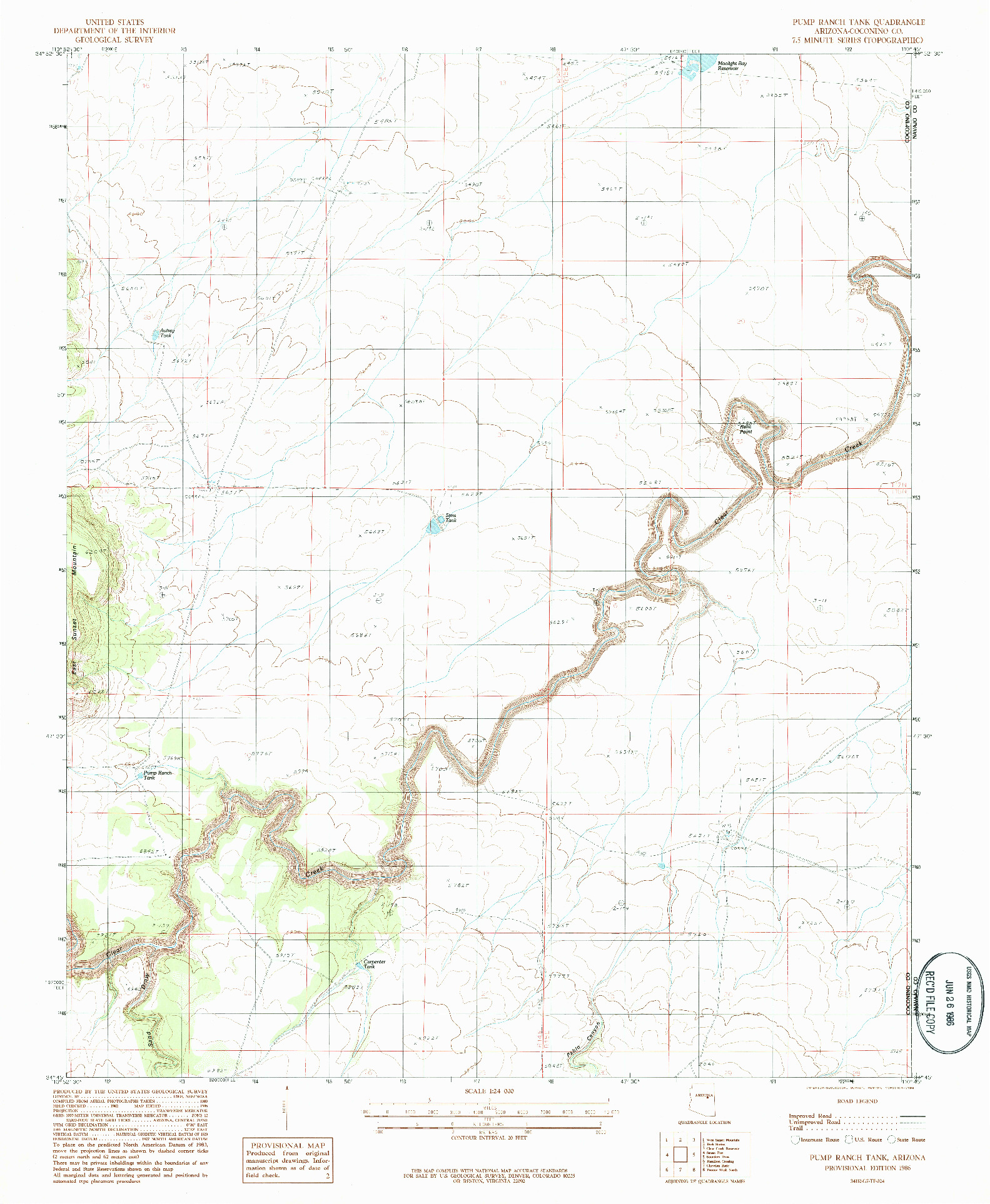 USGS 1:24000-SCALE QUADRANGLE FOR PUMP RANCH TANK, AZ 1986