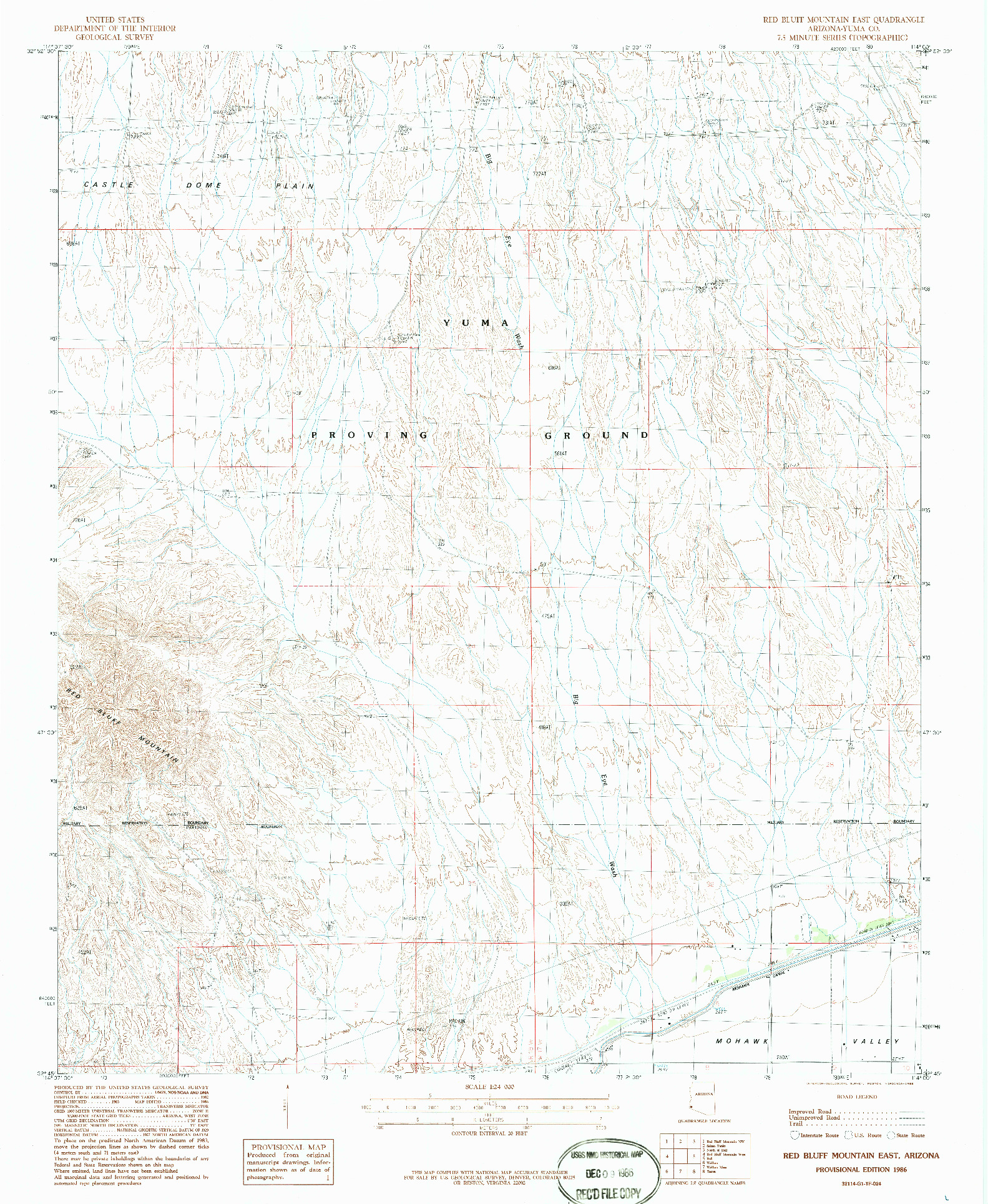 USGS 1:24000-SCALE QUADRANGLE FOR RED BLUFF MOUNTAIN EAST, AZ 1986