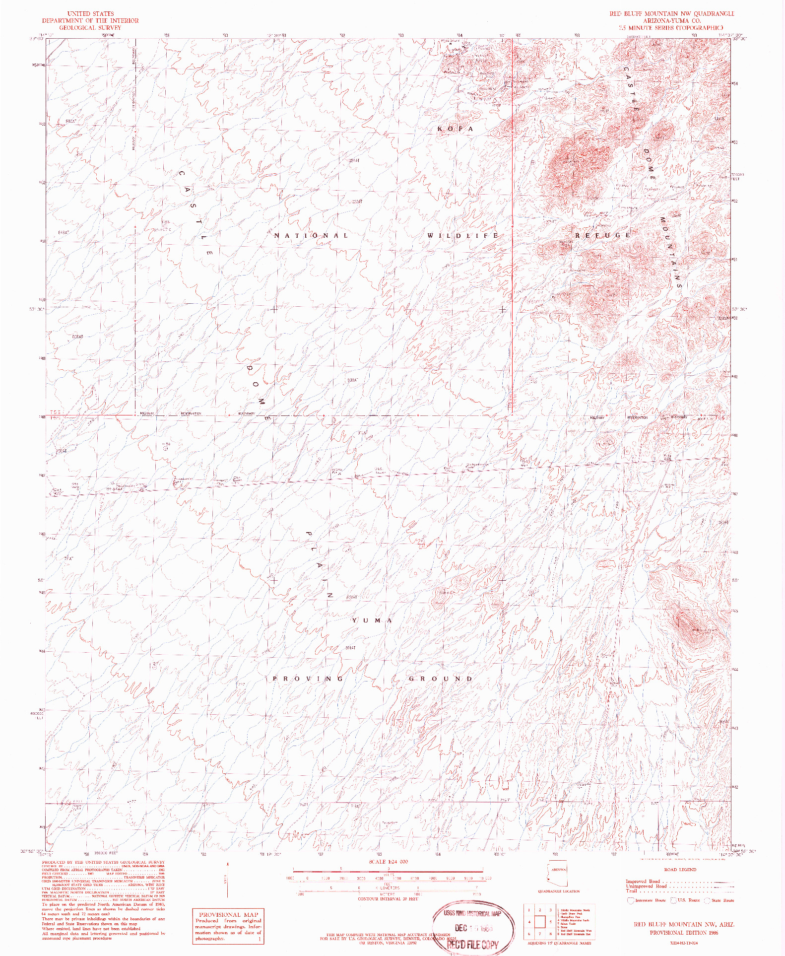 USGS 1:24000-SCALE QUADRANGLE FOR RED BLUFF MOUNTAIN NW, AZ 1986