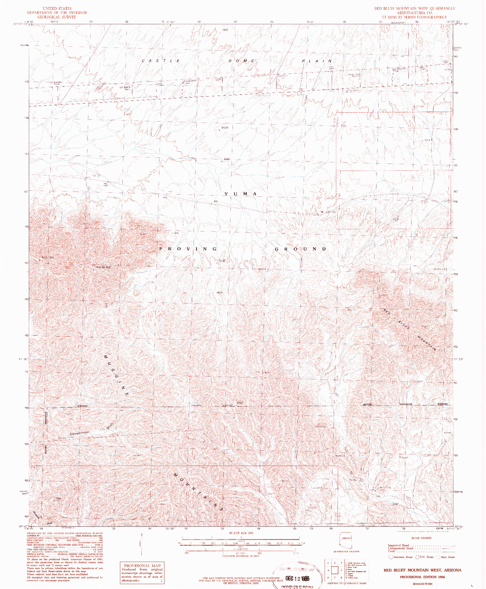 USGS 1:24000-SCALE QUADRANGLE FOR RED BLUFF MOUNTAIN WEST, AZ 1986
