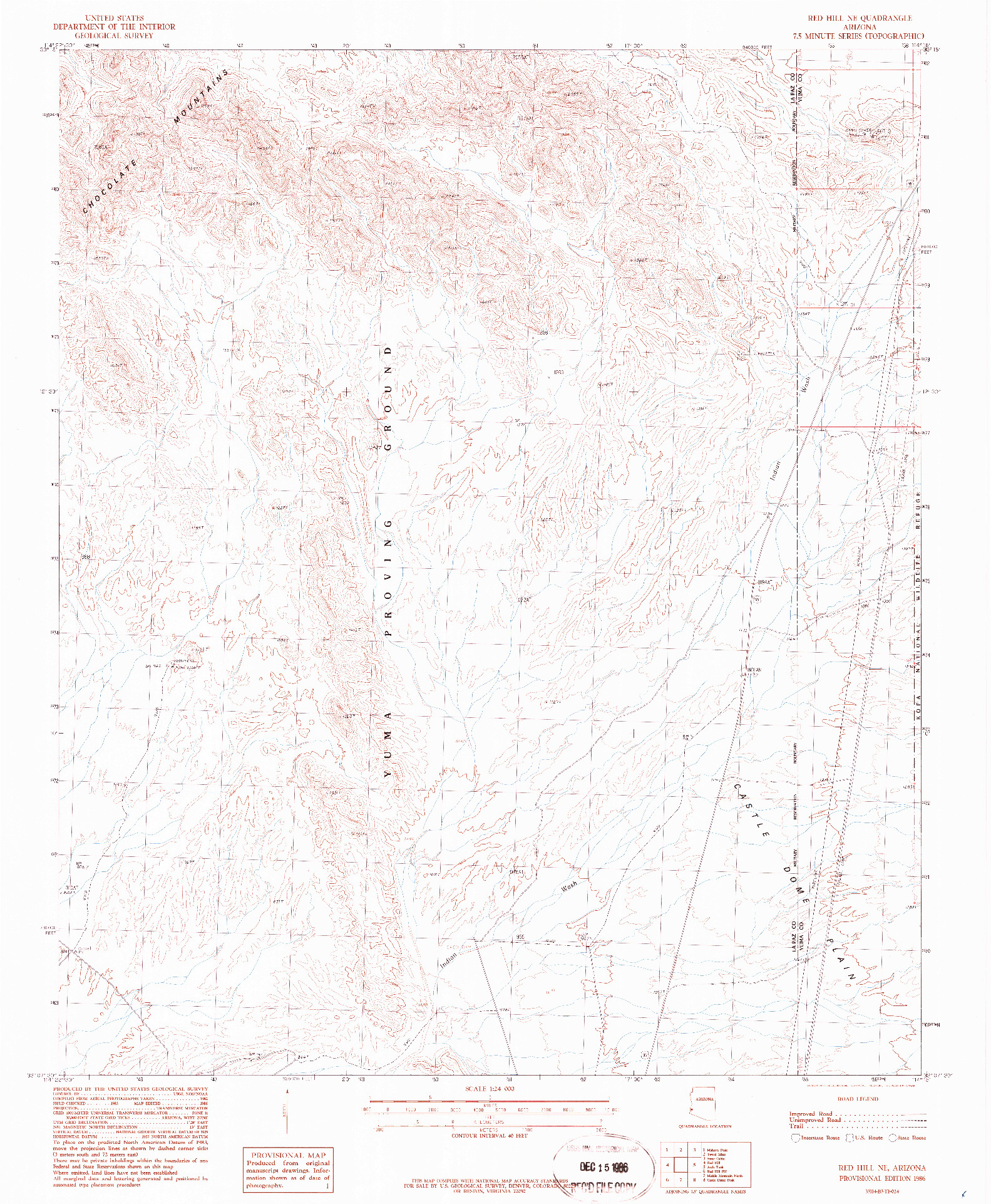 USGS 1:24000-SCALE QUADRANGLE FOR RED HILL NE, AZ 1986
