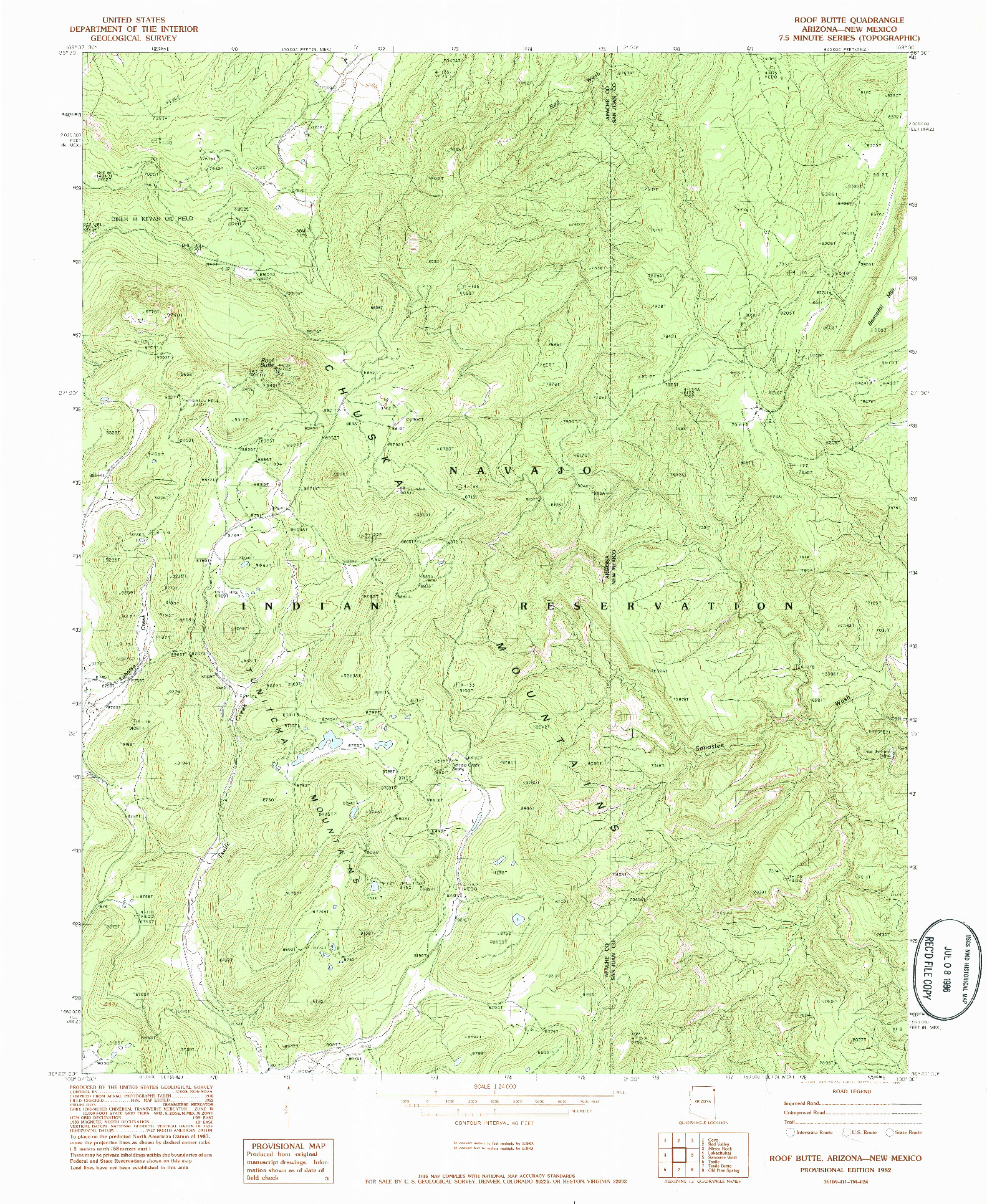 USGS 1:24000-SCALE QUADRANGLE FOR ROOF BUTTE, AZ 1982