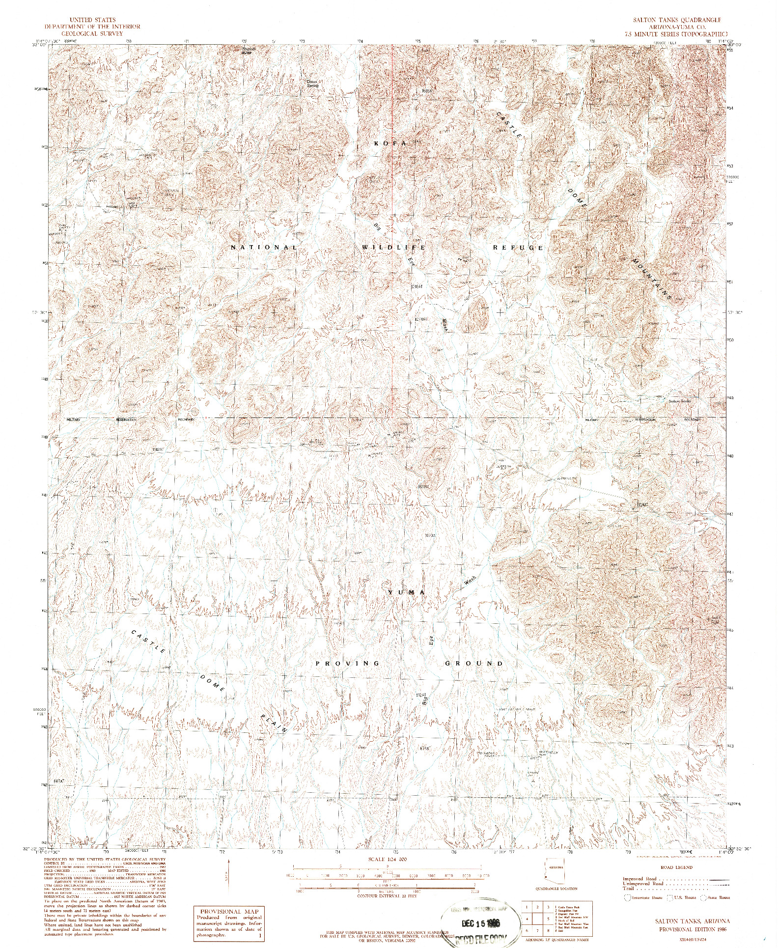 USGS 1:24000-SCALE QUADRANGLE FOR SALTON TANKS, AZ 1986