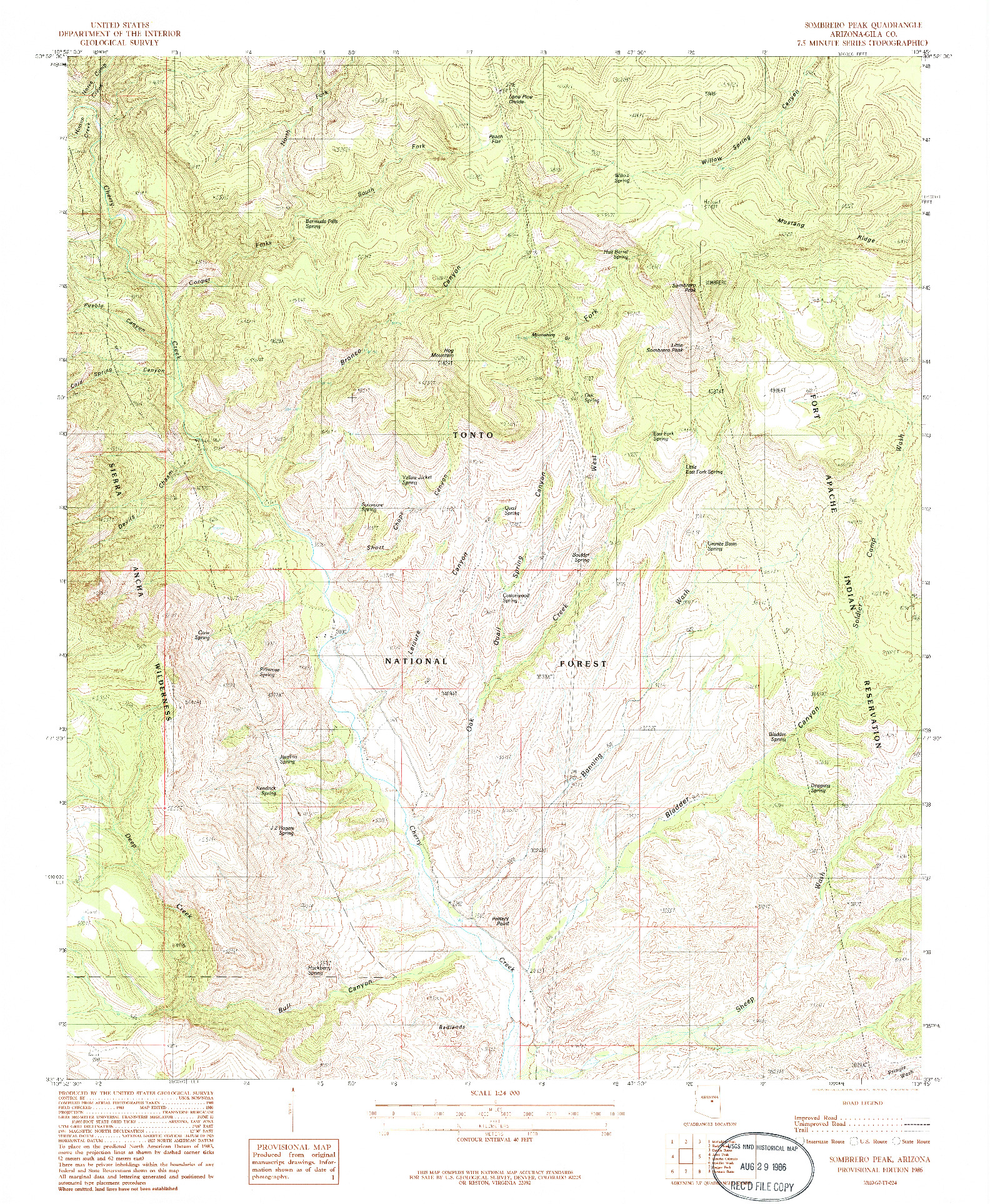 USGS 1:24000-SCALE QUADRANGLE FOR SOMBRERO PEAK, AZ 1986