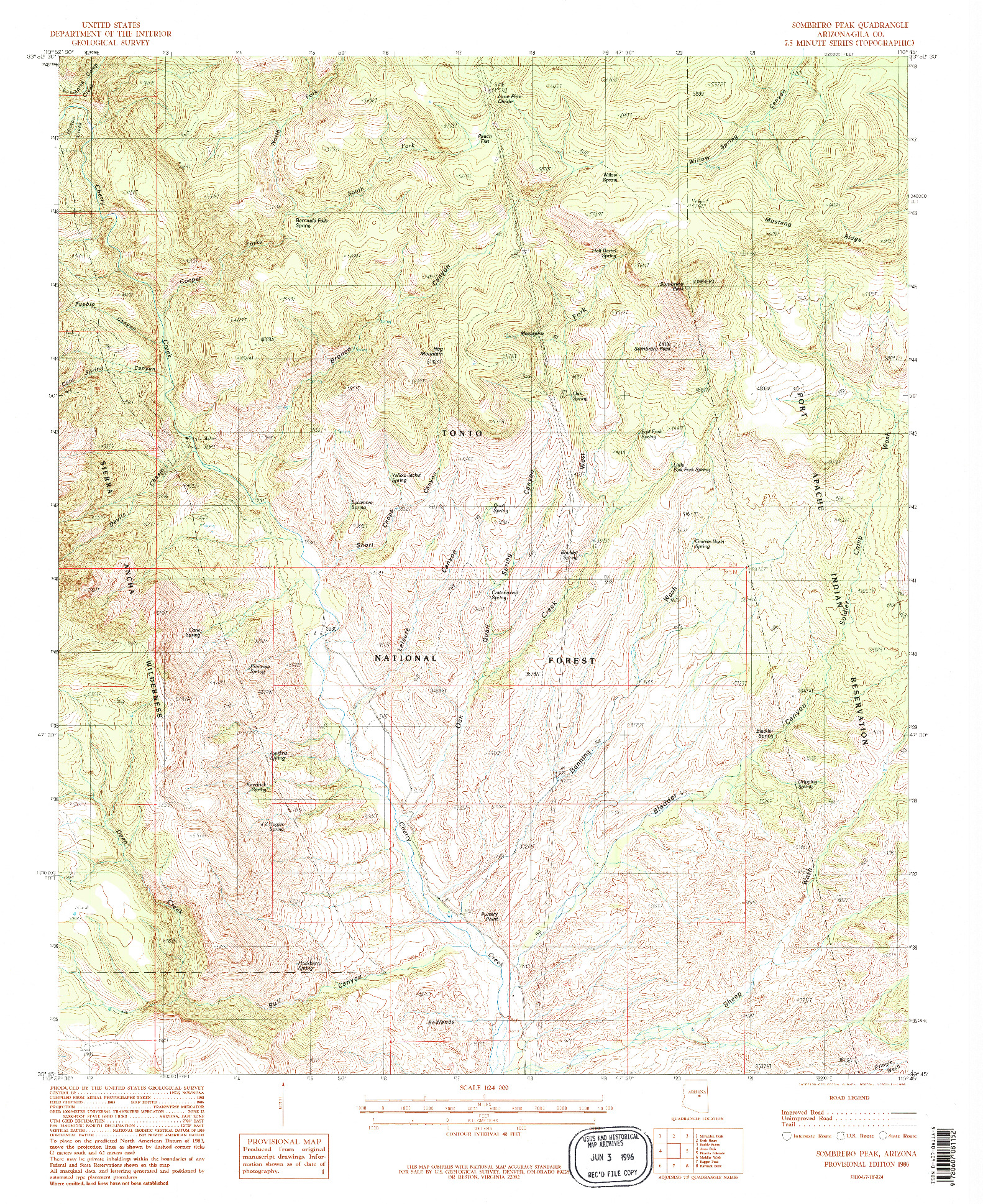 USGS 1:24000-SCALE QUADRANGLE FOR SOMBRERO PEAK, AZ 1986