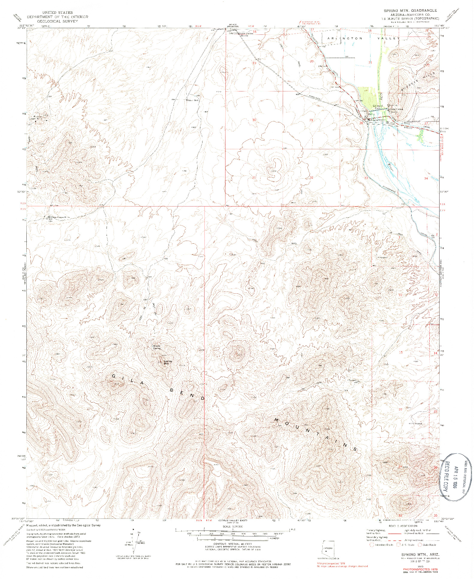 USGS 1:24000-SCALE QUADRANGLE FOR SPRING MTN., AZ 1973