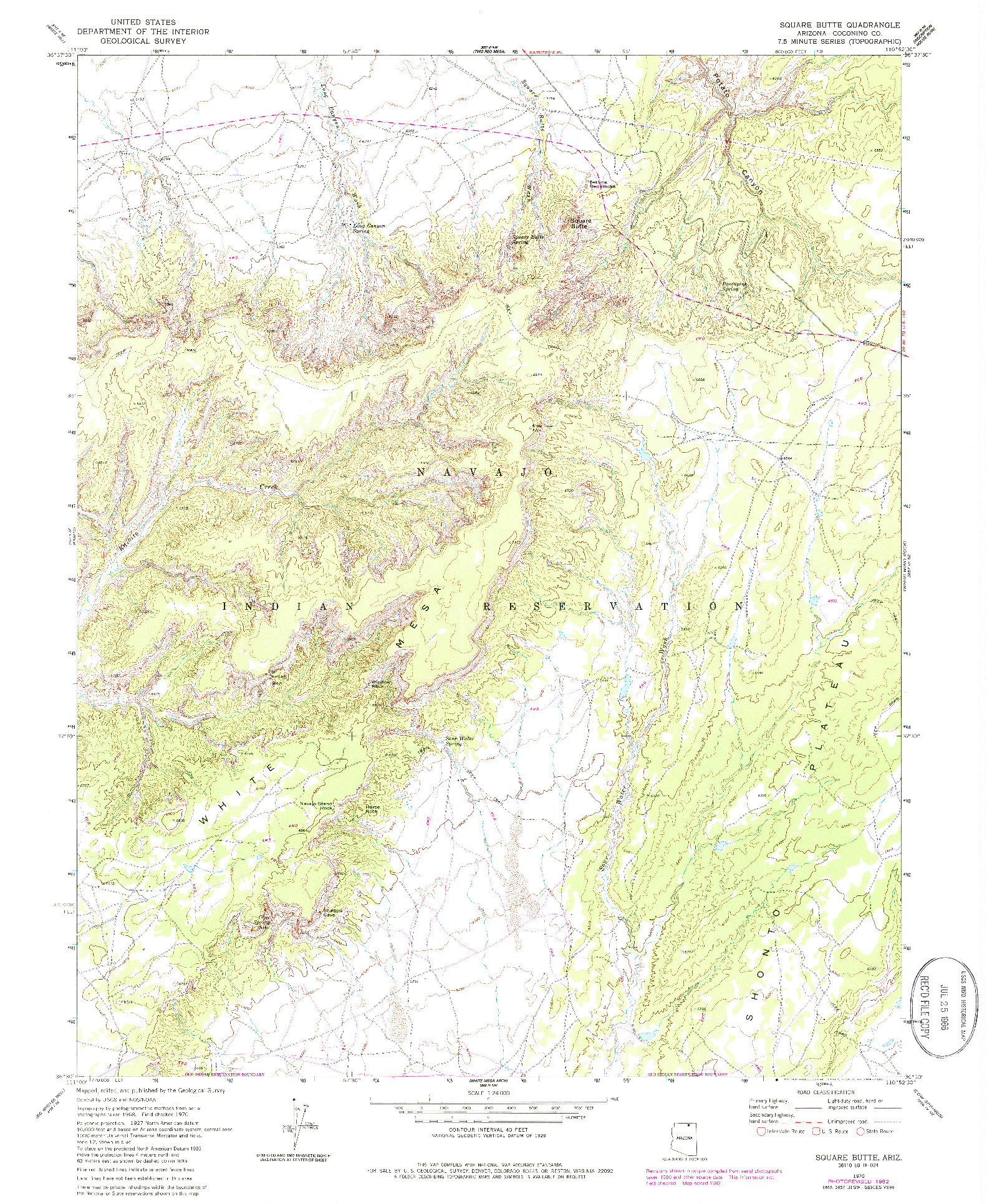 USGS 1:24000-SCALE QUADRANGLE FOR SQUARE BUTTE, AZ 1970