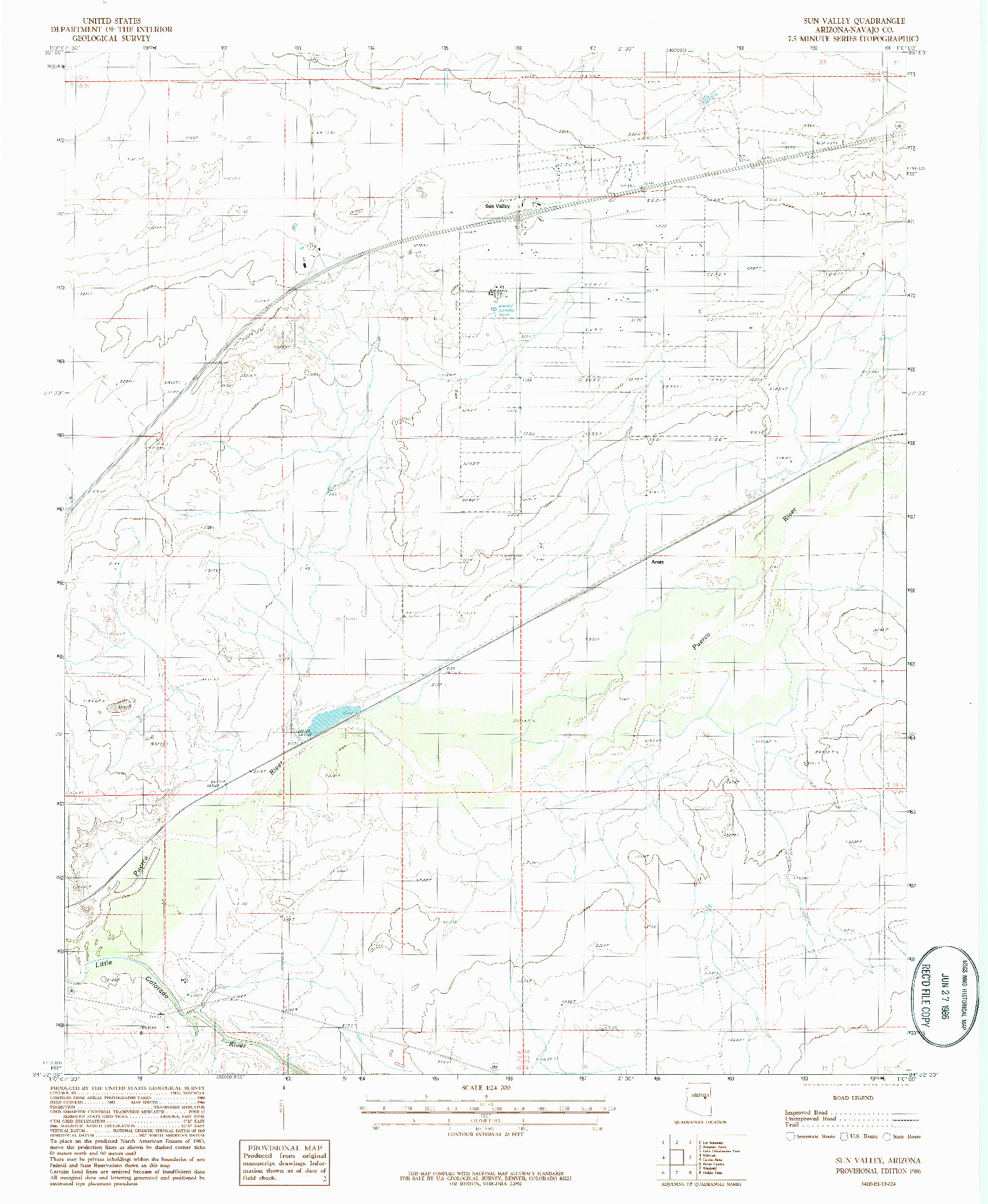 USGS 1:24000-SCALE QUADRANGLE FOR SUN VALLEY, AZ 1986