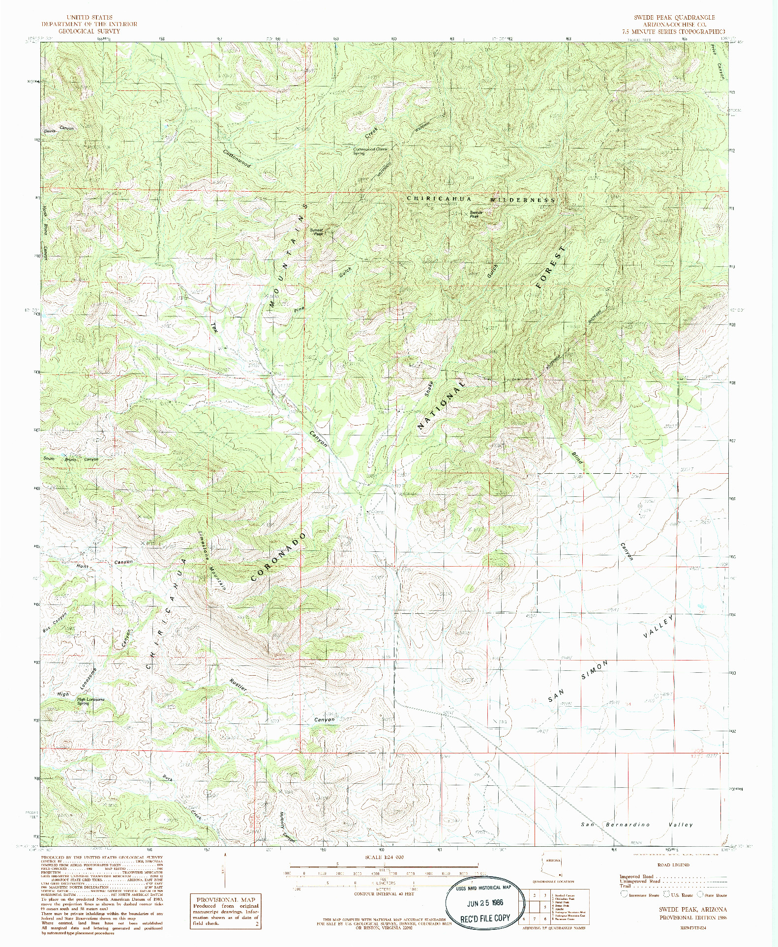 USGS 1:24000-SCALE QUADRANGLE FOR SWEDE PEAK, AZ 1986