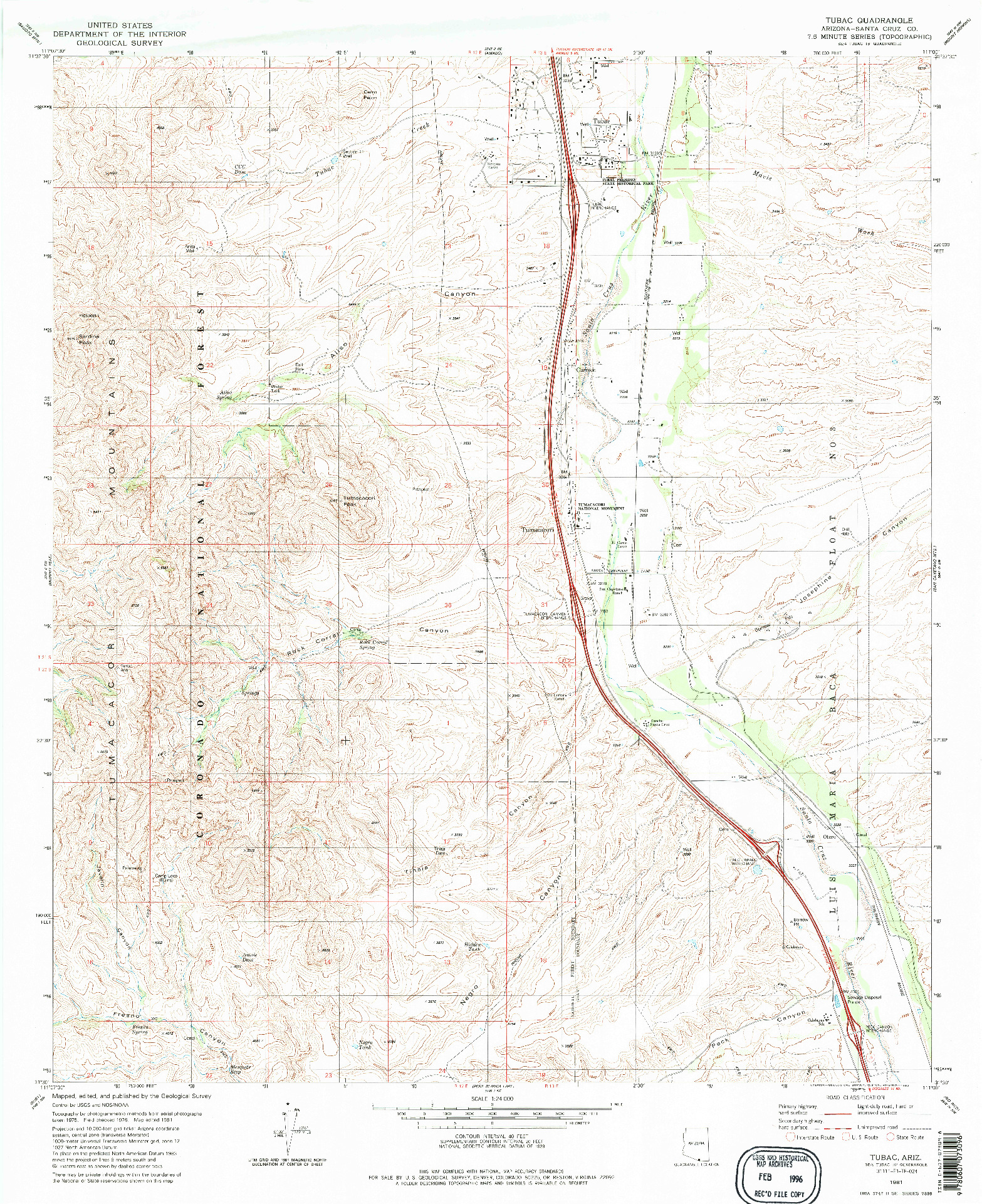 USGS 1:24000-SCALE QUADRANGLE FOR TUBAC, AZ 1981